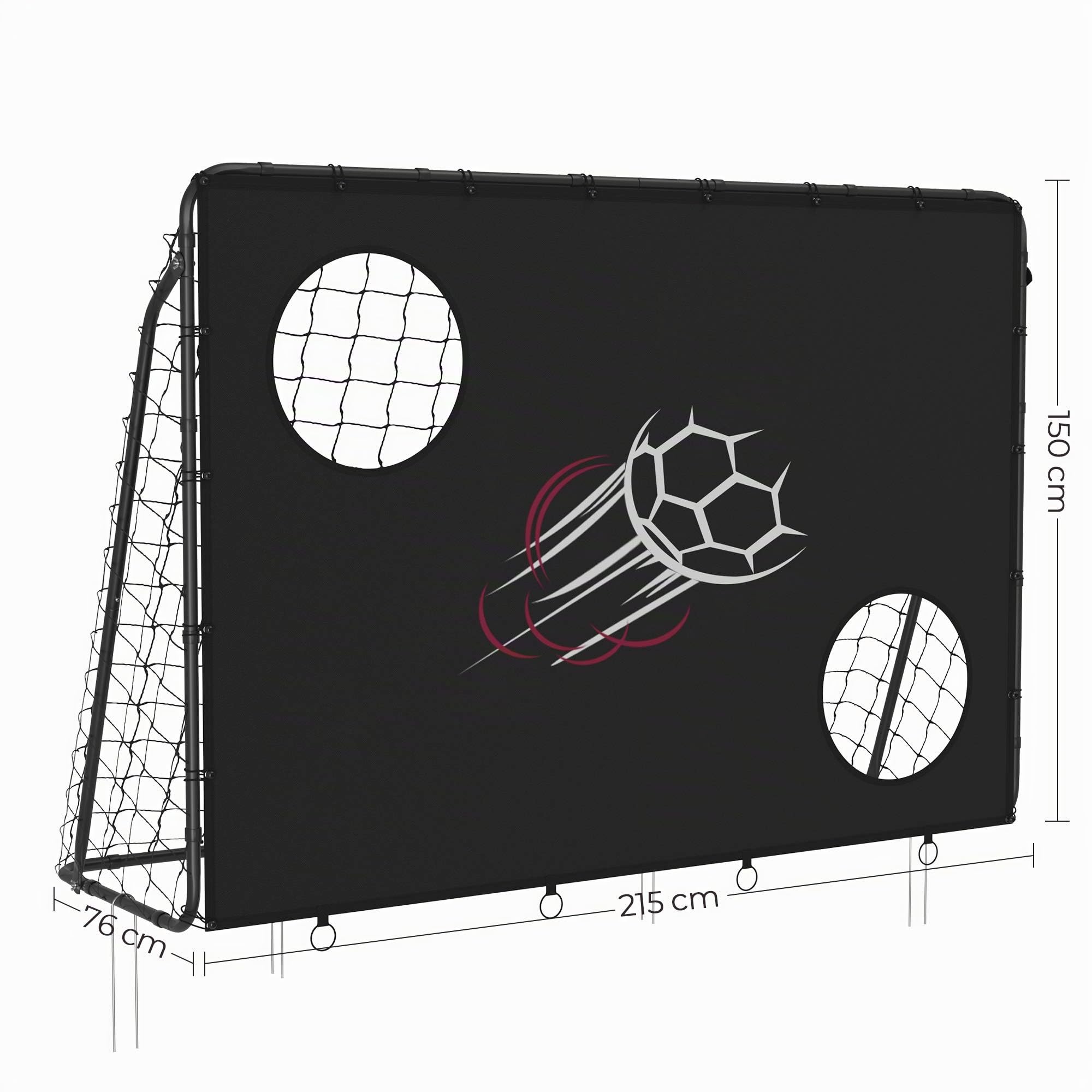 Songmics Porta Calcio 215x150 cm con Telo Bersaglio Acciaio