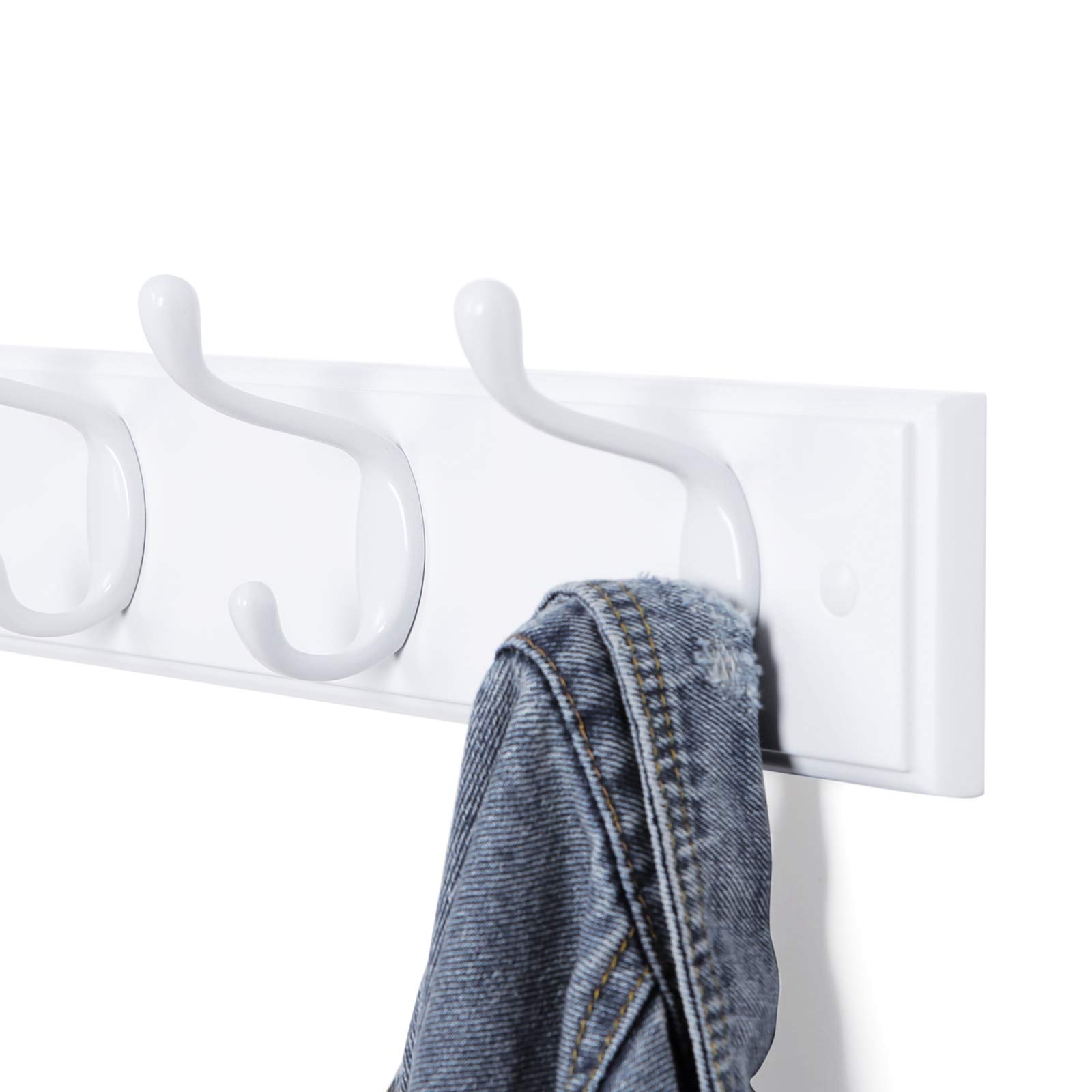 Songmics LHR23WT appendiabiti parete 4 ganci doppi bianco 40 cm