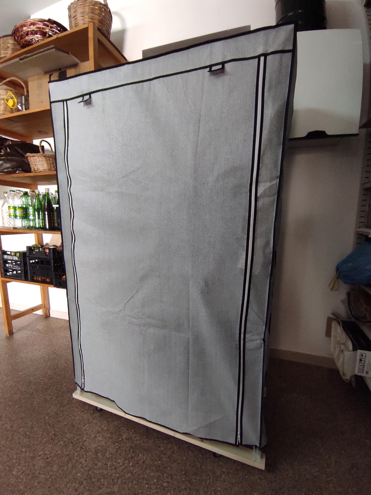 Songmics guardaroba tessuto 45x88x168 cm grigio con asta appendiabiti