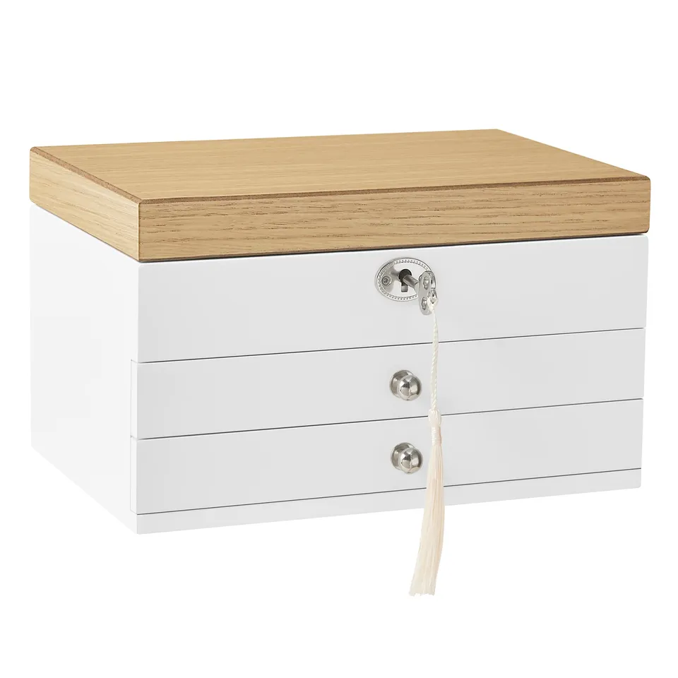 Songmics JOW15WN scatola portagioie bianco legno con specchio