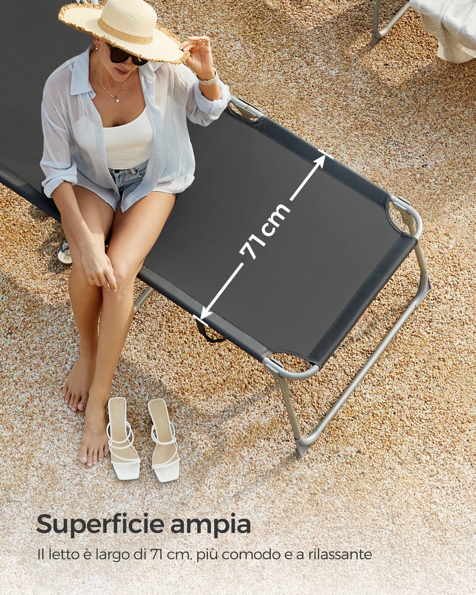 Songmics GCB22GYV2 lettino prendisole antracite 71 cm traspirante