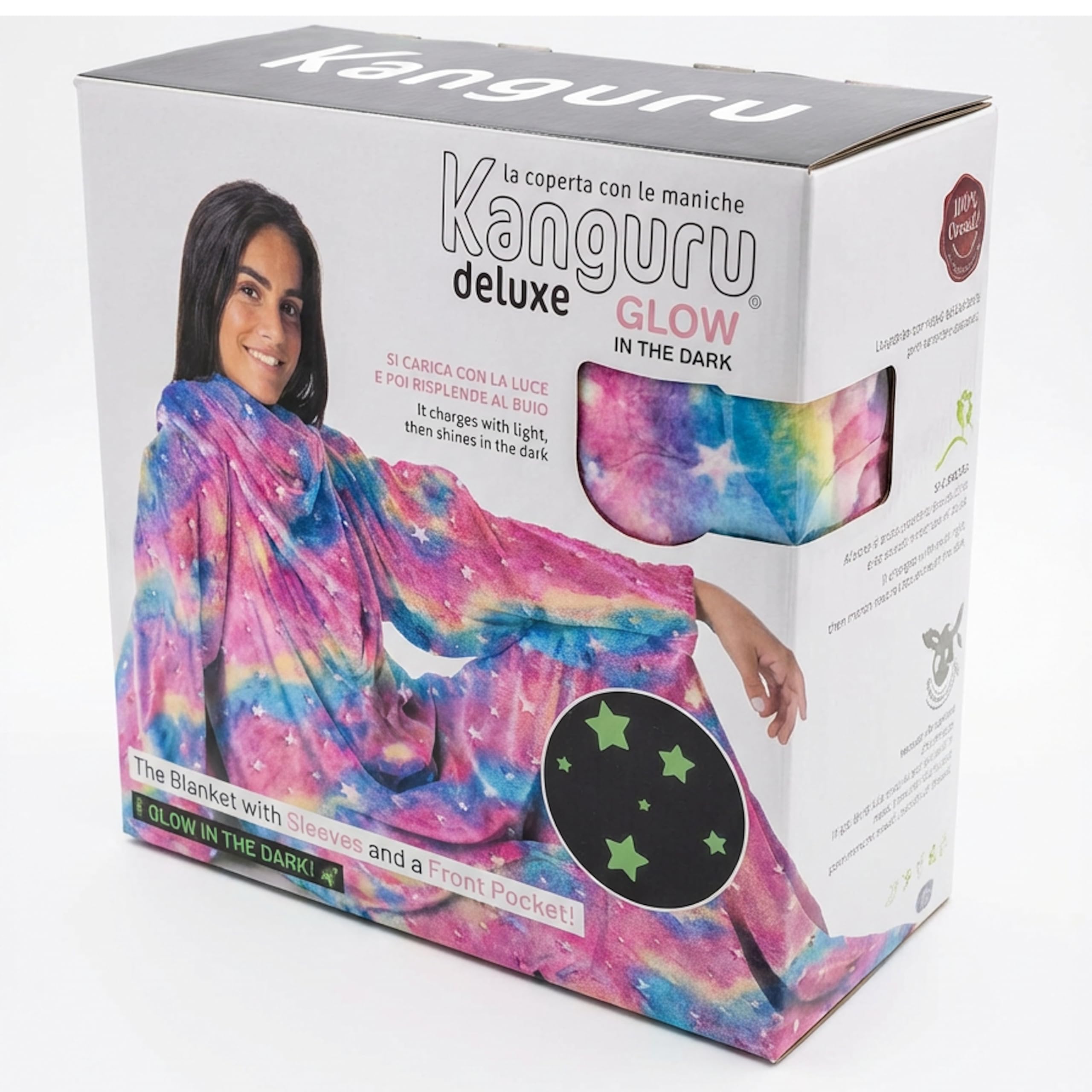 Lavatelli Kanguru Glow Arcobaleno coperta con maniche 180x140 buio