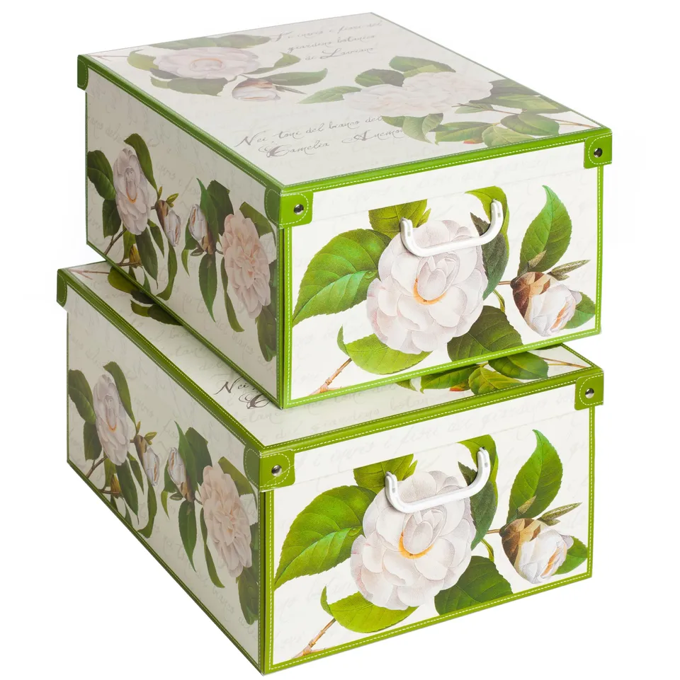 Lavatelli Camelie scatole armadio cartone 49x40x24 set 2 pezzi