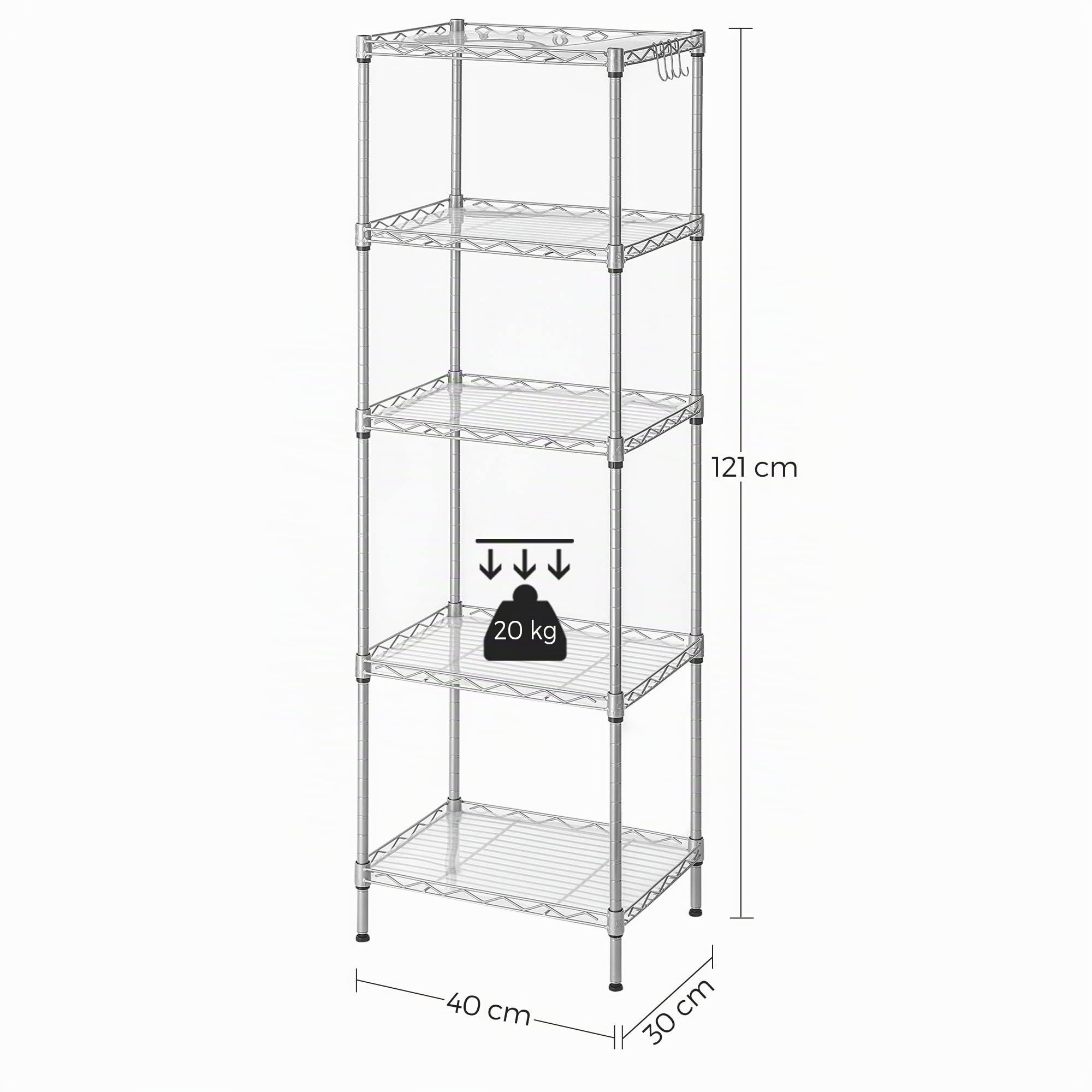 Songmics LGR115E01 scaffale cucina 5 ripiani argento