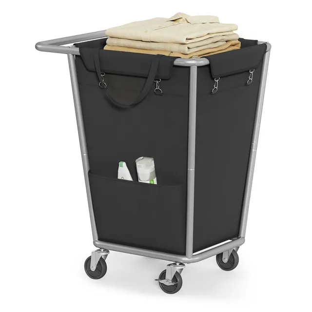 Songmics URLS008B01 cesto portabiancheria con ruote nero 130 L