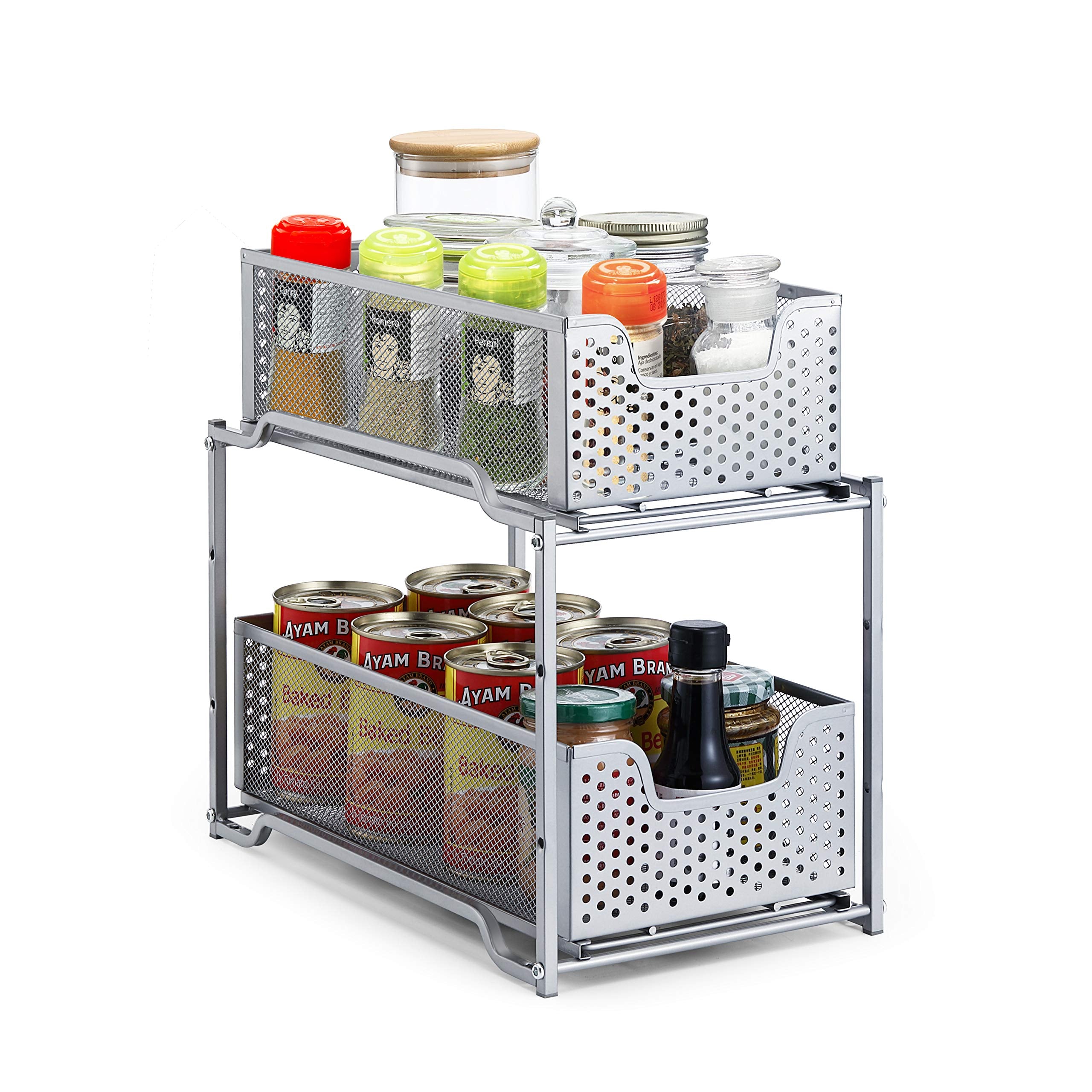 Simple Trending organizer sottolavello argento 2 ripiani scorrevoli