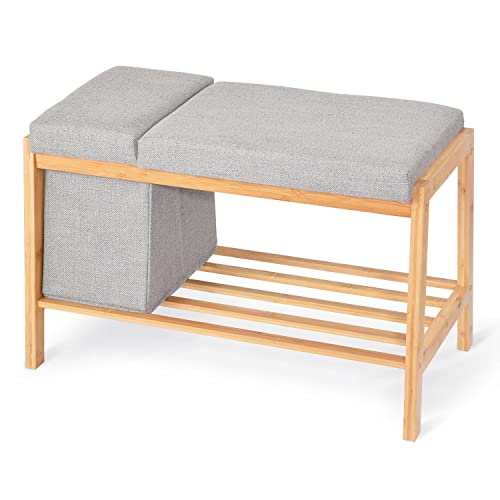 Domopak Living Panca Bambù Grigia 70,5x36x47,5 cm Vano