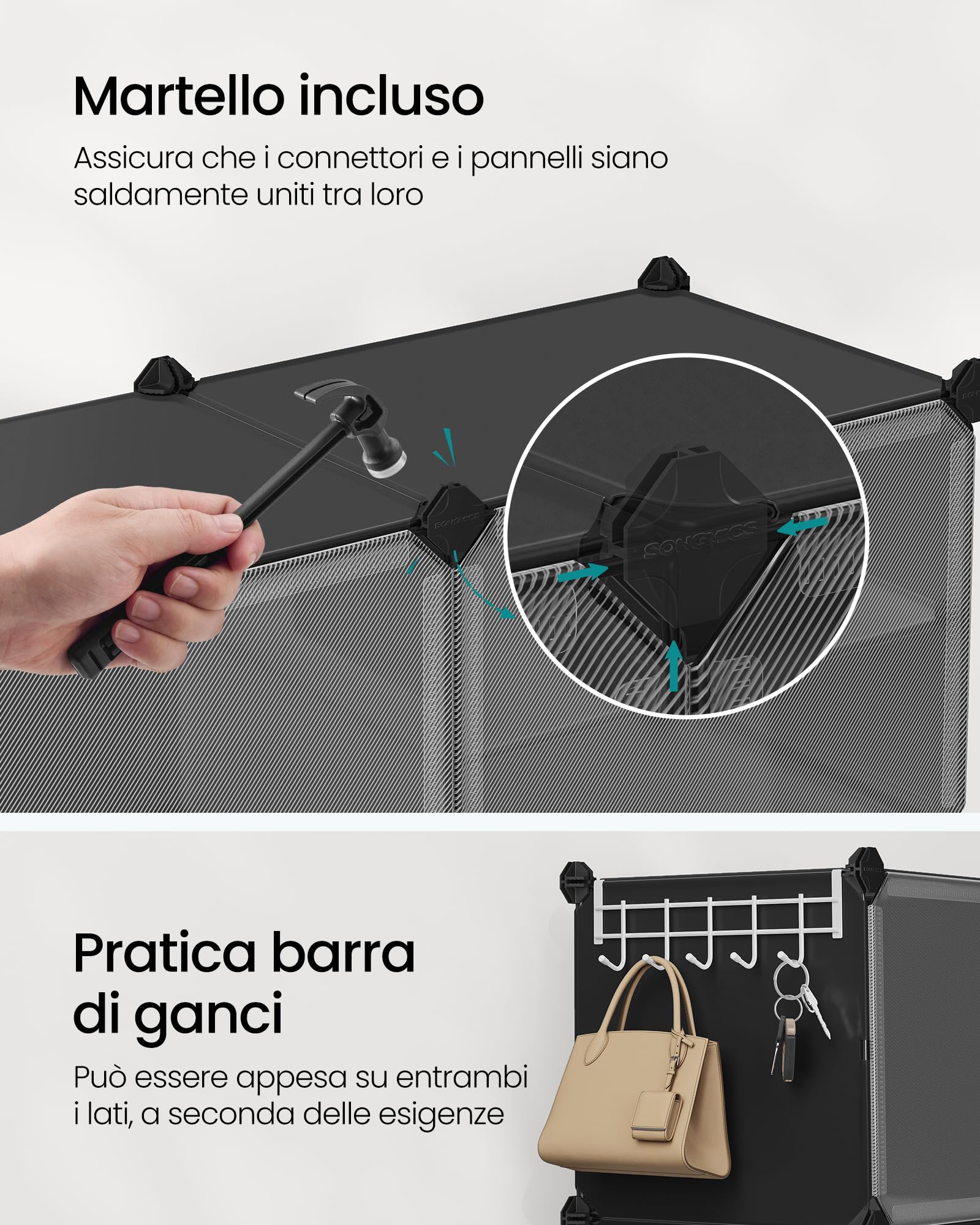 Songmics LPC033B01 scarpiera 6 scomparti nero 24 paia antipolvere