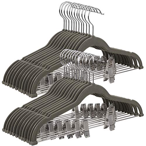 Songmics CRF12V-30 grucce velluto grigio 30 pezzi antiscivolo