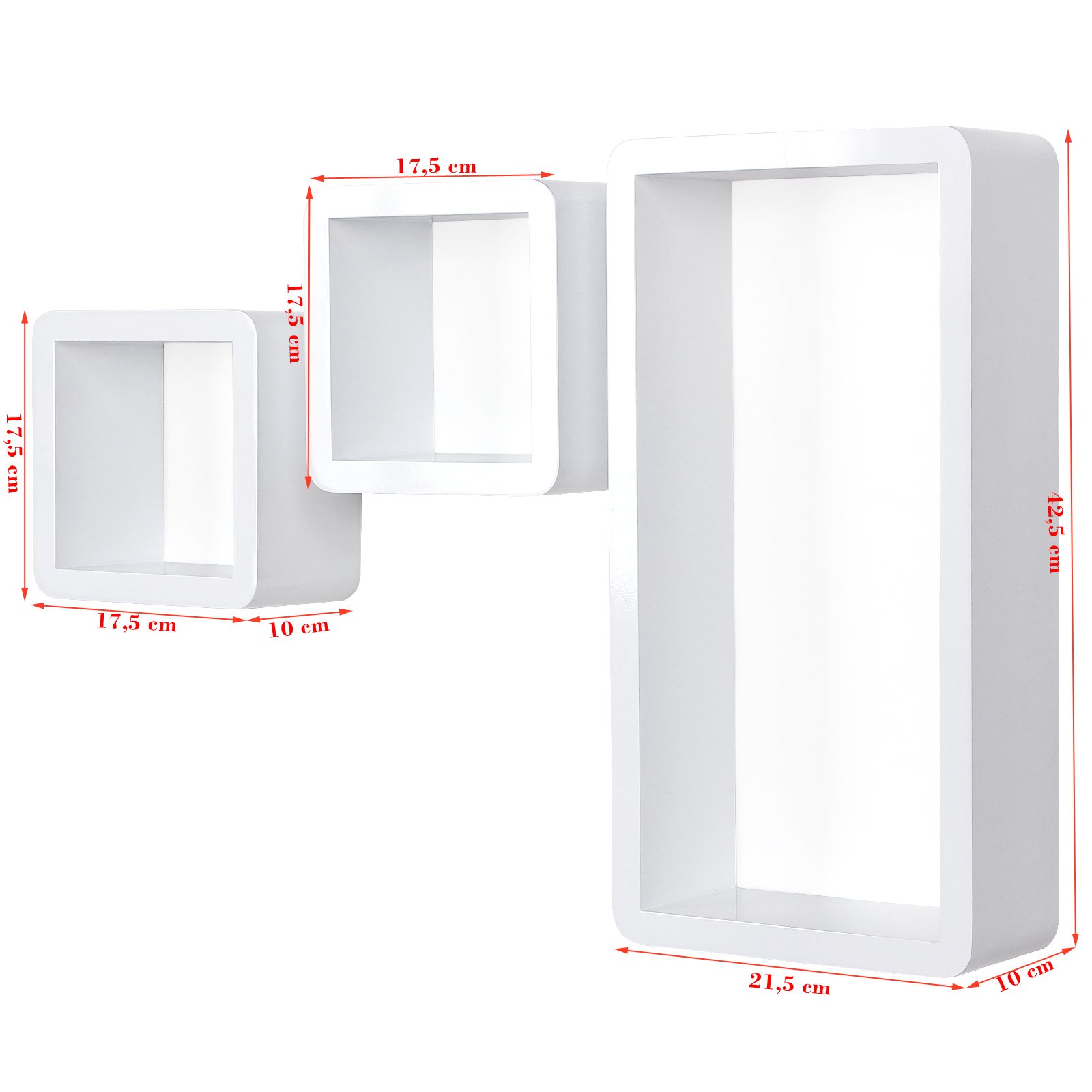 Songmics LWS102 Mensole a Cubo Set 3 Pezzi Bianche