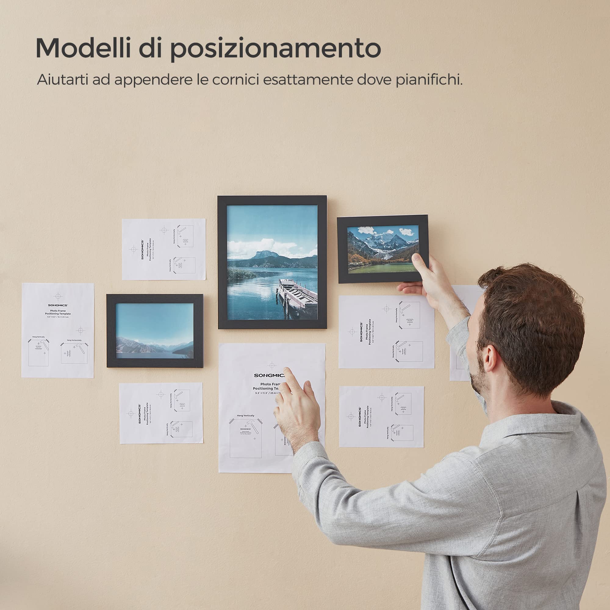 Songmics RPF310H set 10 cornici foto nero inchiostro miste