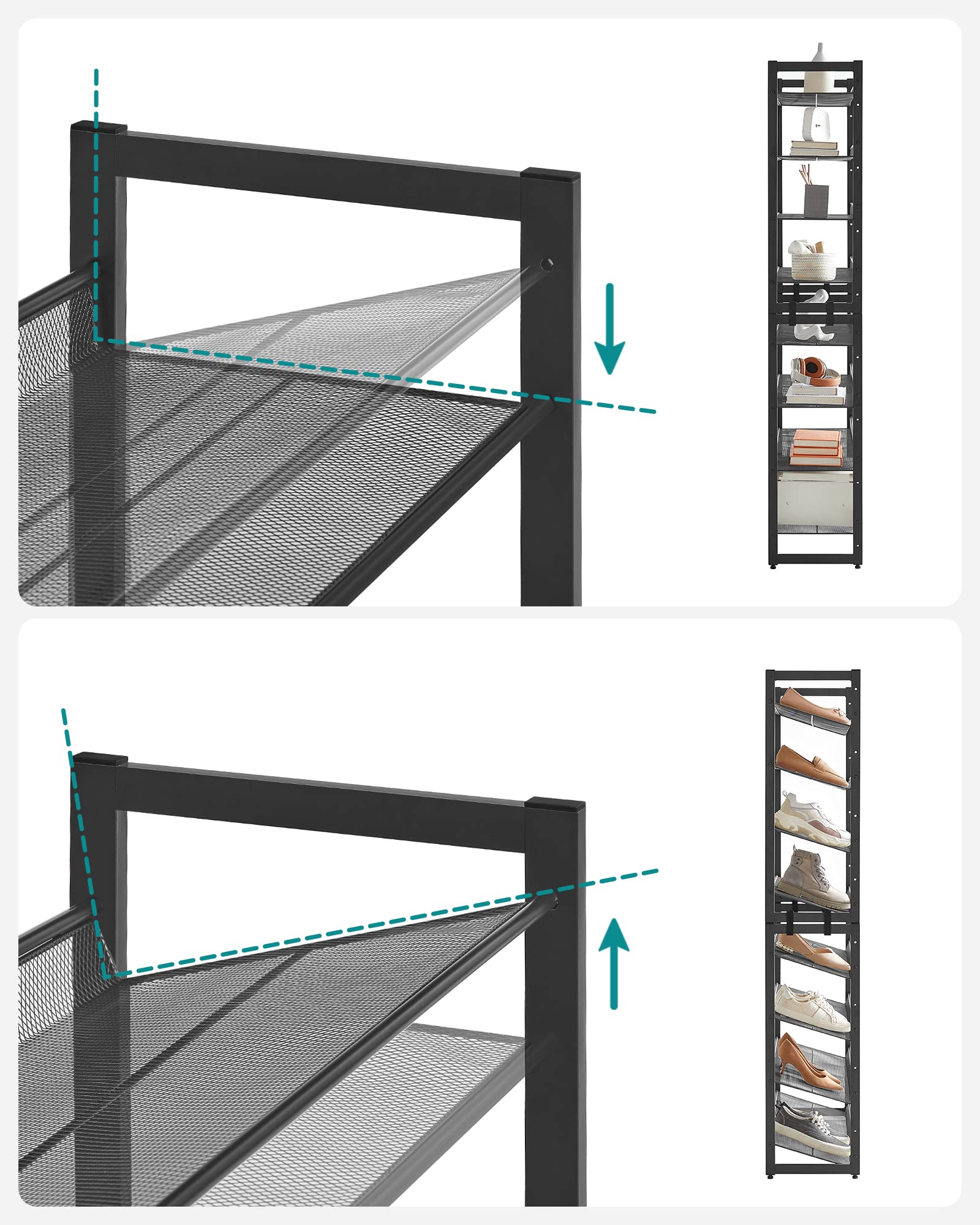 Songmics Scaffale Scarpiera Metallo 8 Ripiani Salvaspazio