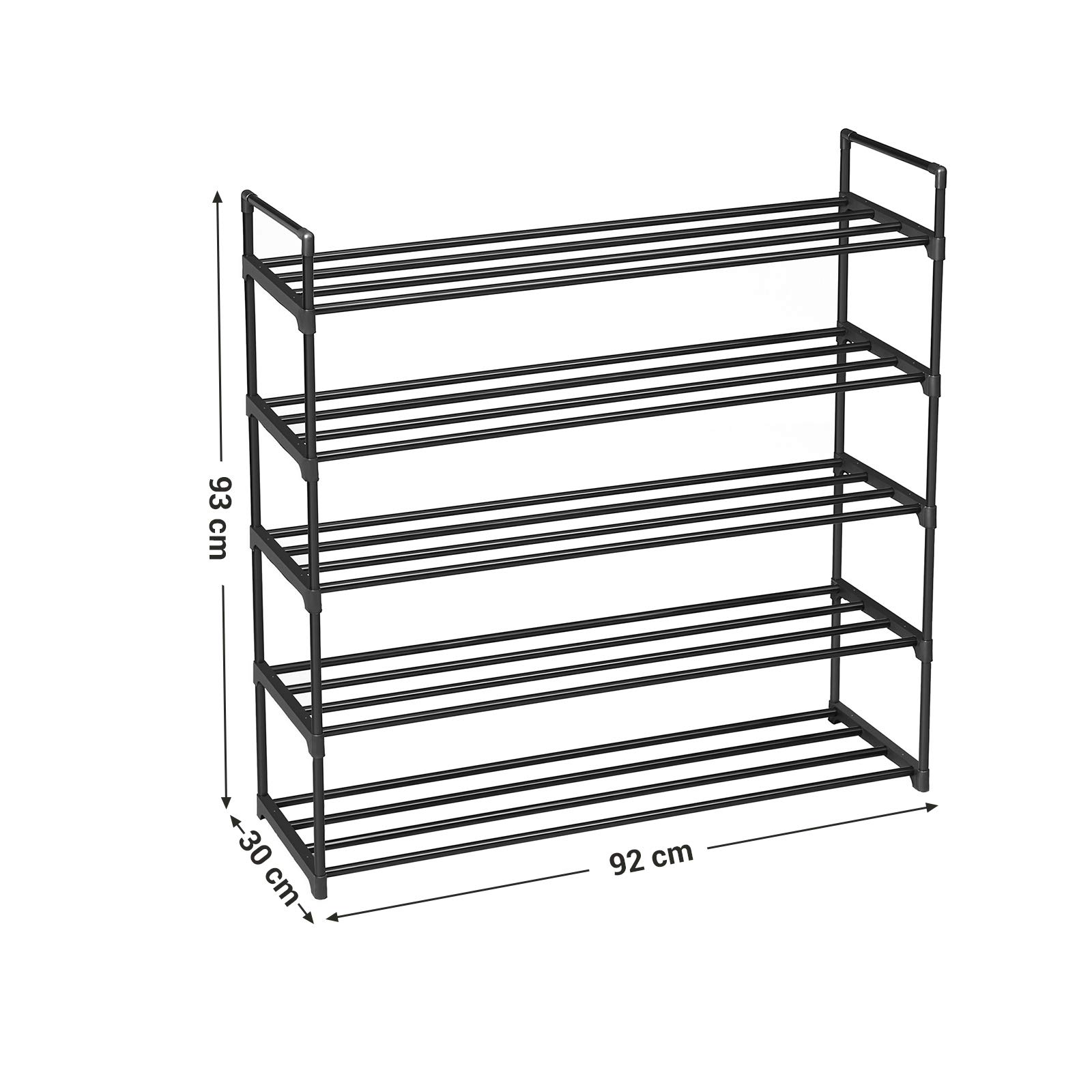 Songmics LSA15BK scarpiera 5 ripiani 92x30x93 cm nera 25 paia