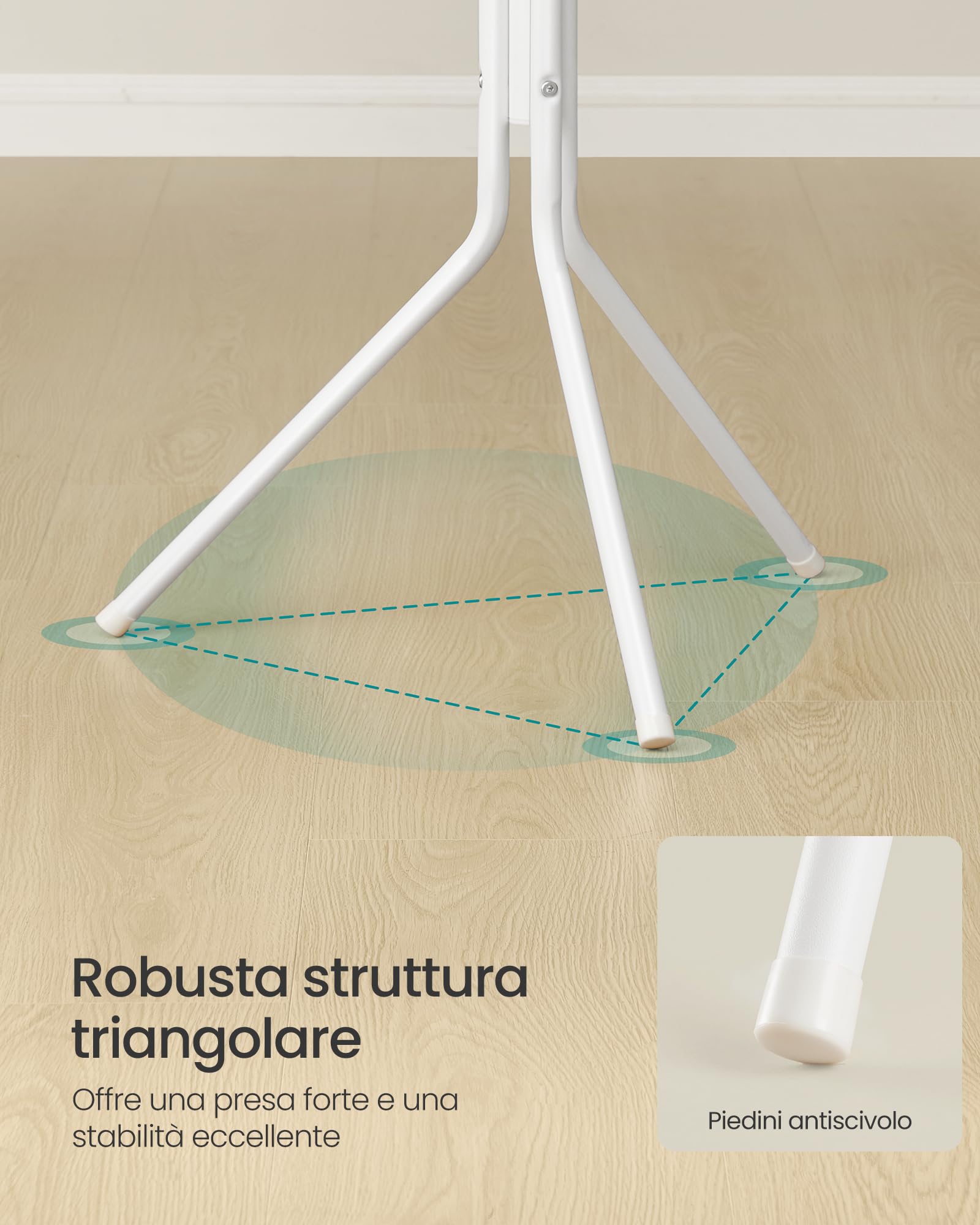 Songmics RCR081WC01 appendiabiti terra Bianco Nuvola 16 ganci