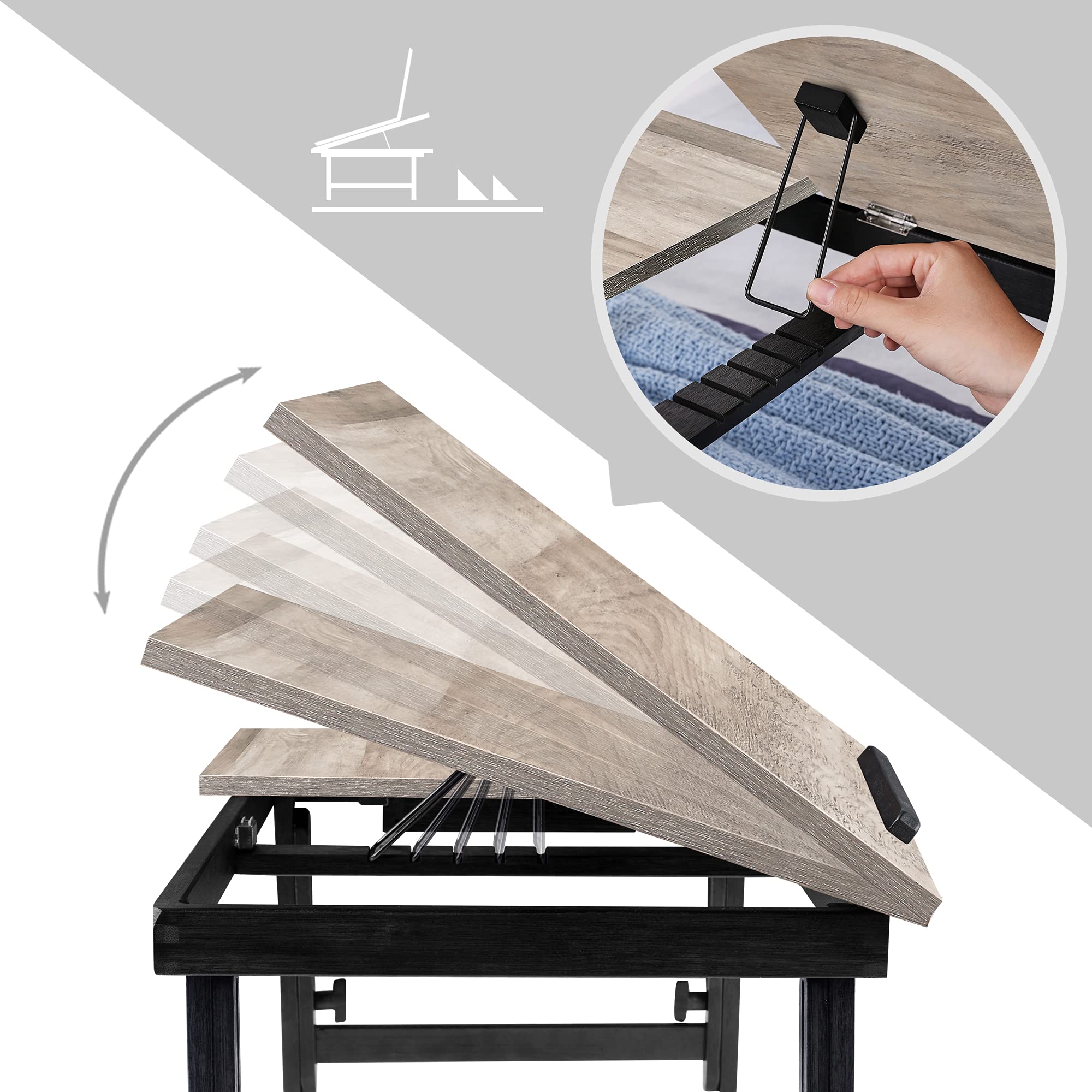 Songmics tavolo laptop letto bambù greige pieghevole 10 kg