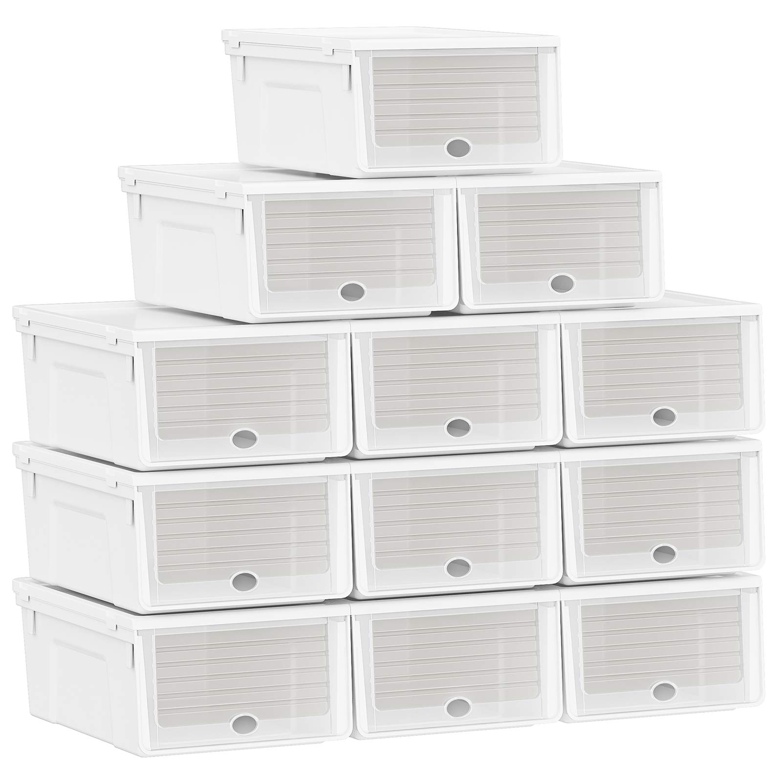 Songmics LSP112W01 scatole per scarpe bianche set 12 impilabili