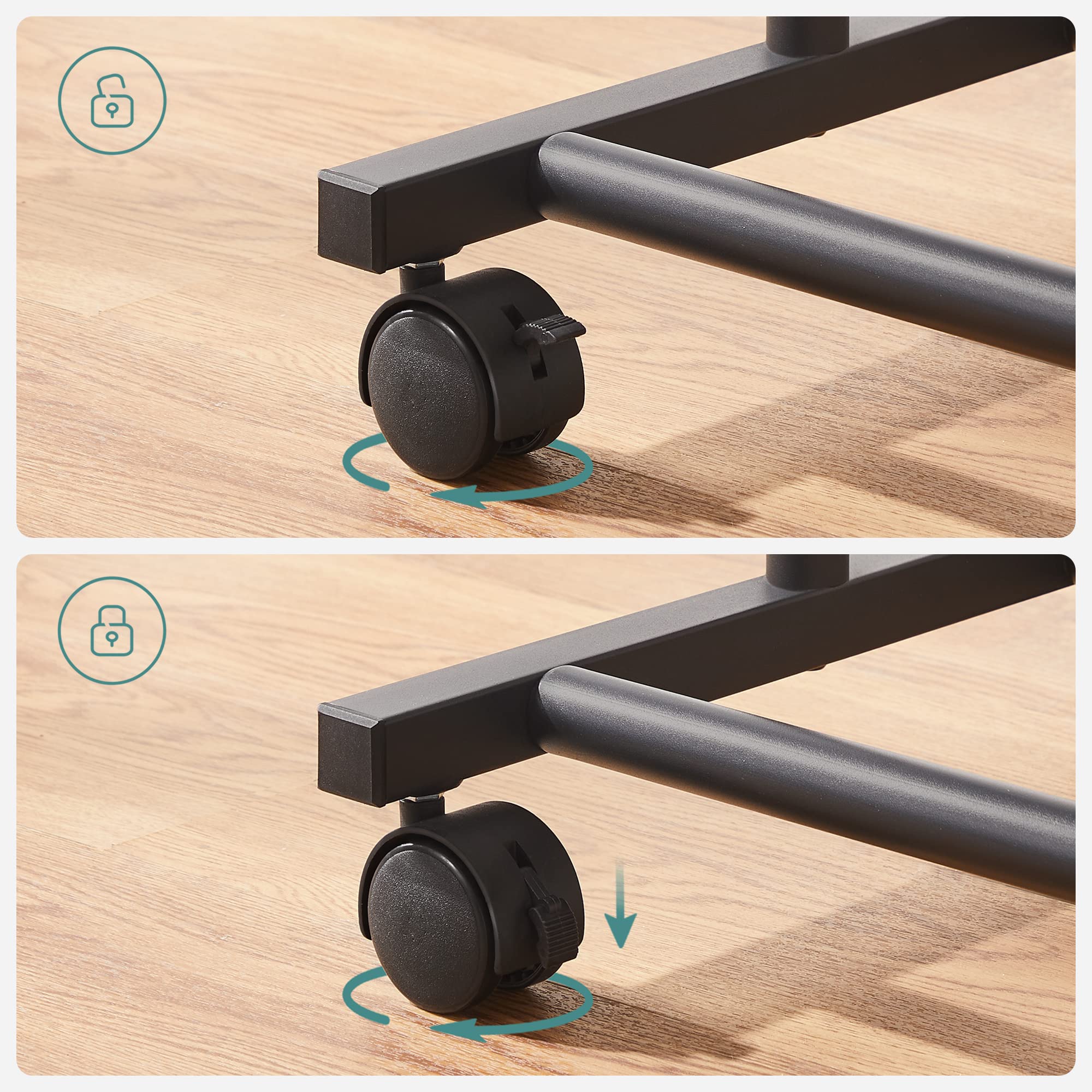 Songmics HSR101B01 stand appendiabiti con ruote argento e nero 25 kg