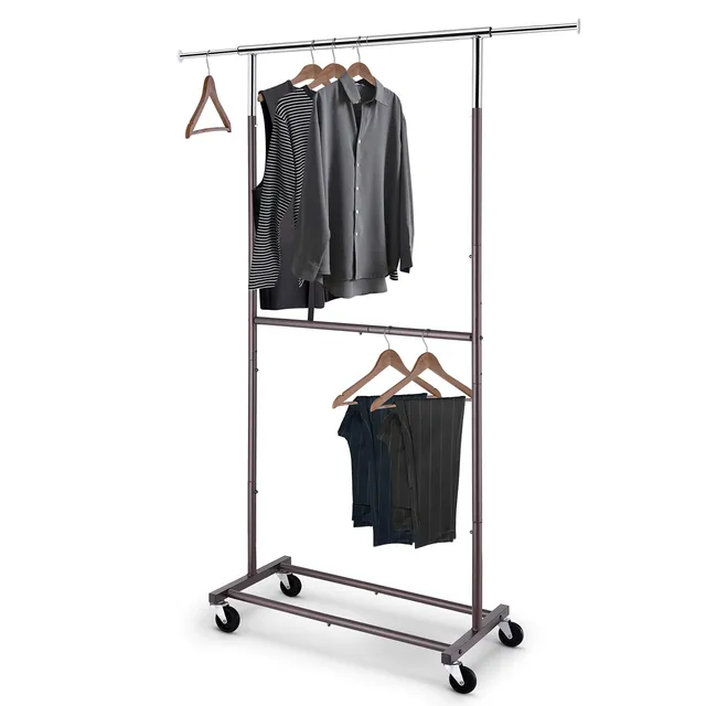 Simple Trending Stender Doppio 78-121 cm Bronzo con Ruote Metallo