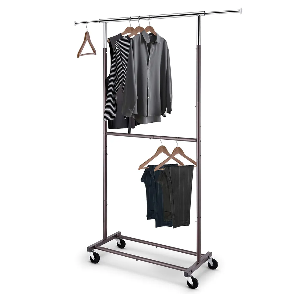 Simple Trending Stender Doppio 78-121 cm Bronzo con Ruote Metallo