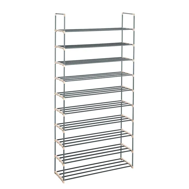 Songmics LSA10G Scarpiera 10 Ripiani Grigia 50 Paia Salvaspazio