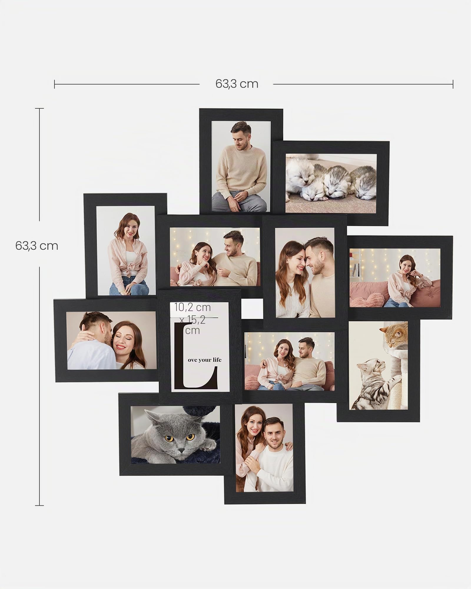 Songmics RPF22BK cornici foto 10x15 cm 12 pezzi nere