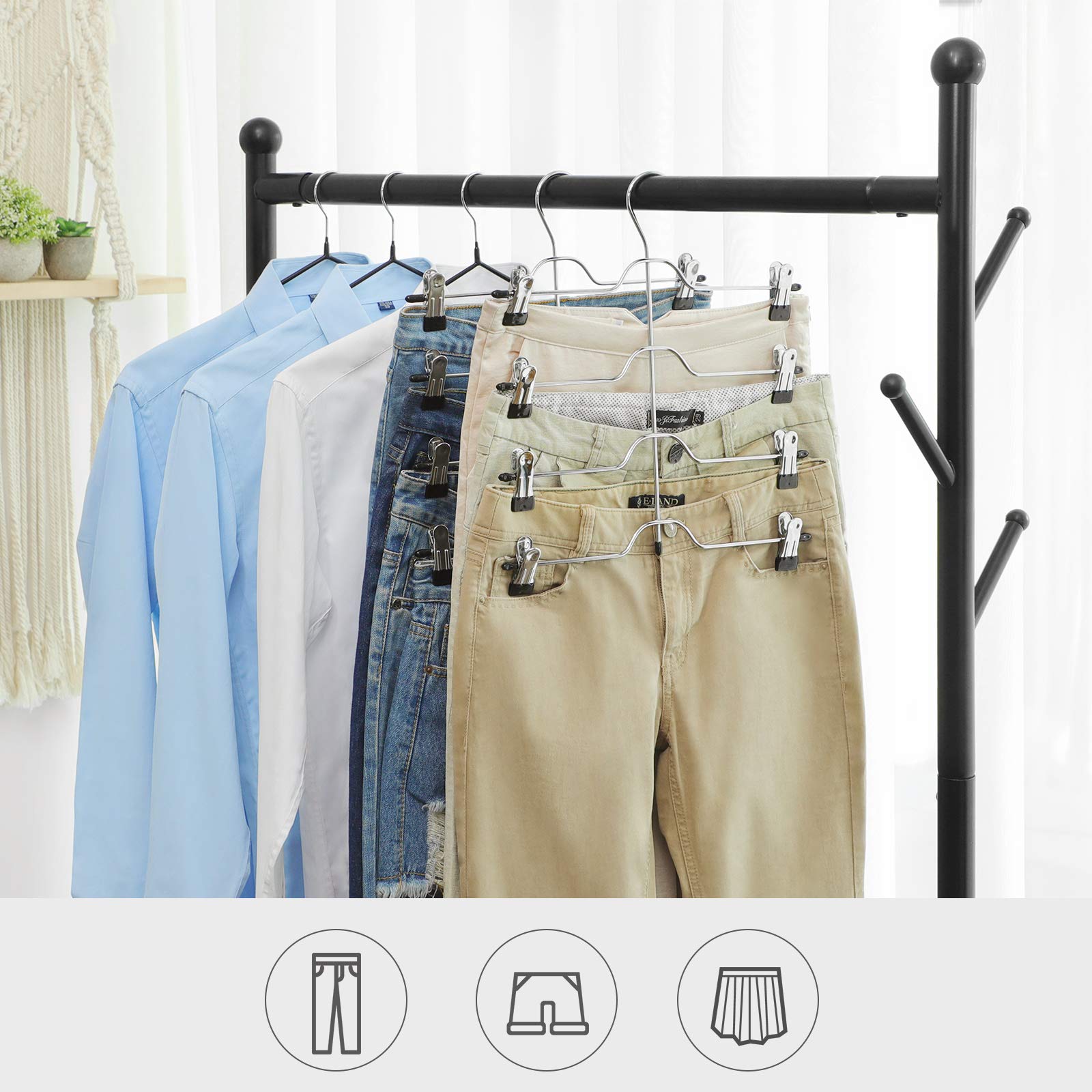 Songmics CRI042BK grucce pantaloni set 3 nero con mollette