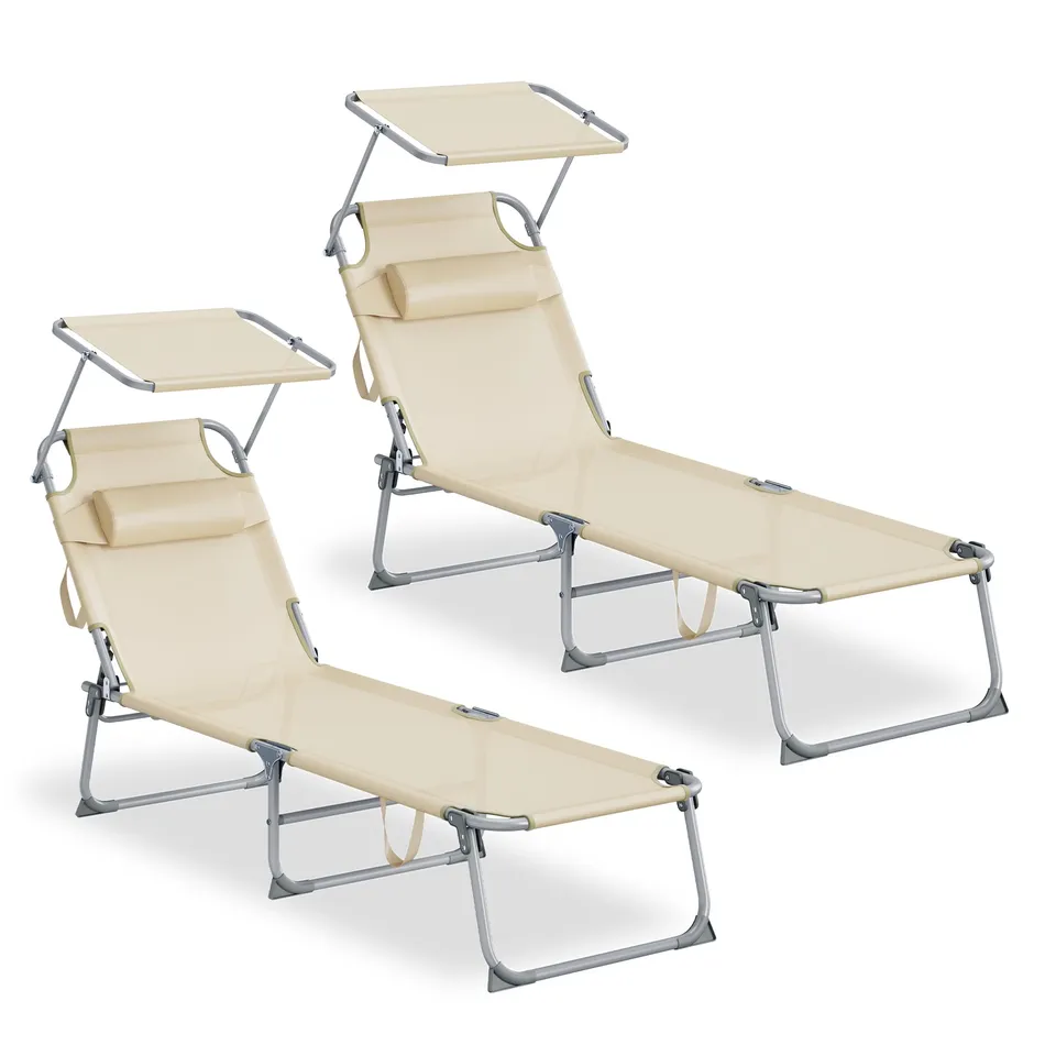 Songmics GCB292WZ02 set 2 sdraio lettino beige 110 kg