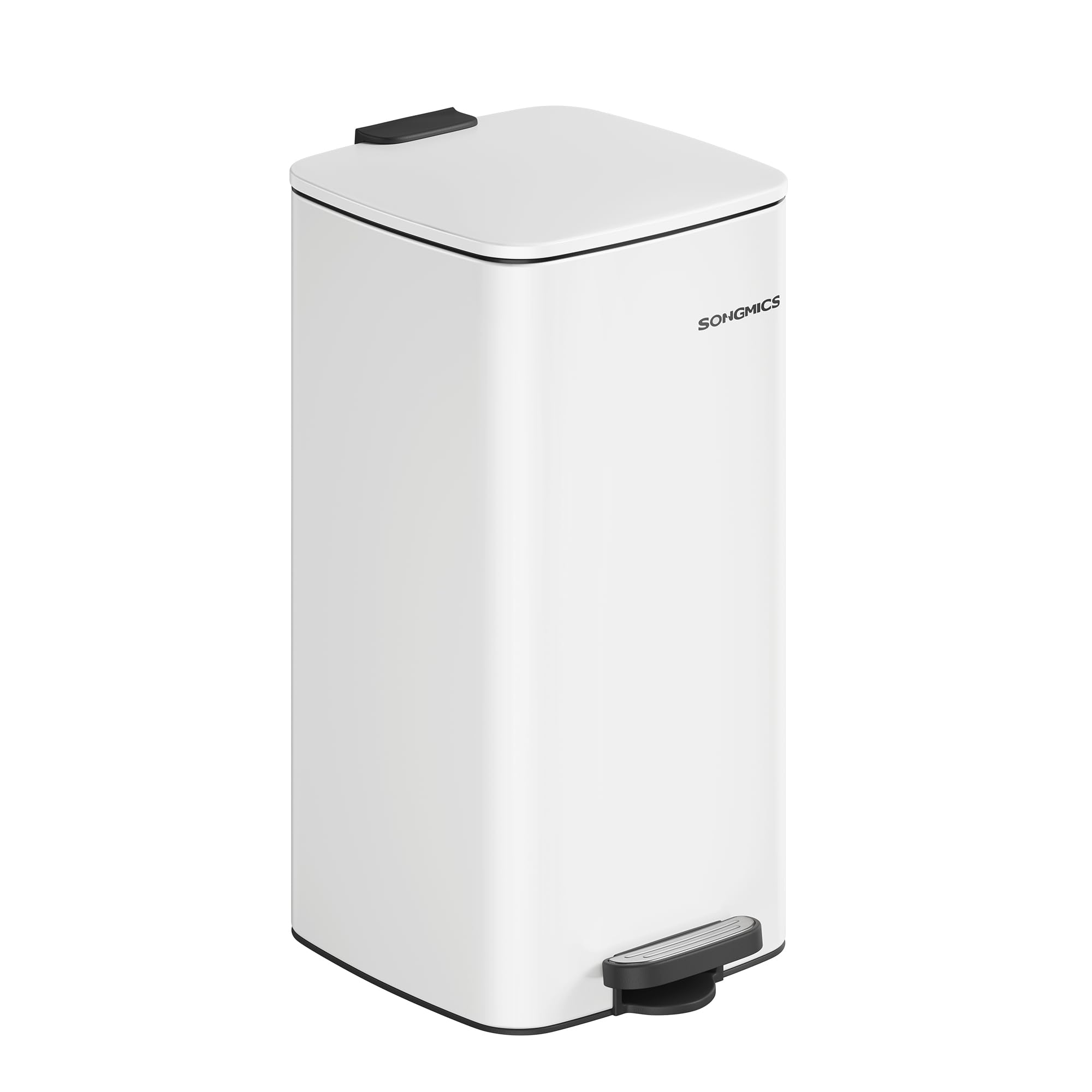 Songmics pattumiera cucina pedale acciaio 30 L bianco soft-close