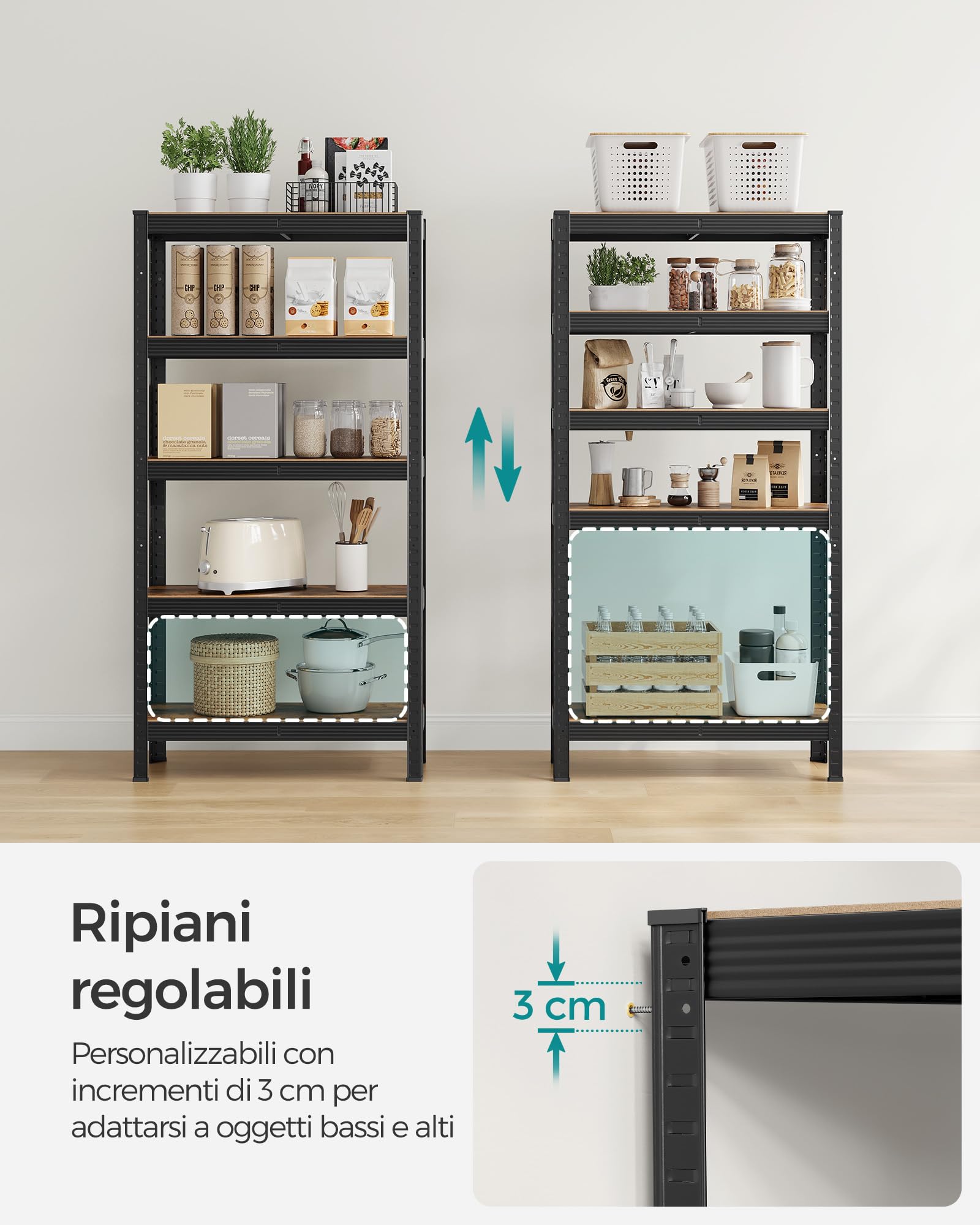 Songmics GLR030B01 scaffale 30x75x150 cm vintage
