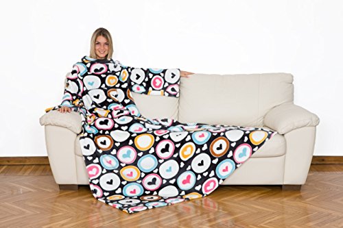 Kanguru coperta con maniche pile cuori 210x140 cm