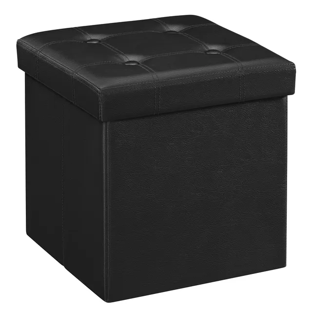 Songmics LSF30B Pouf Contenitore 38 cm Nero Pieghevole