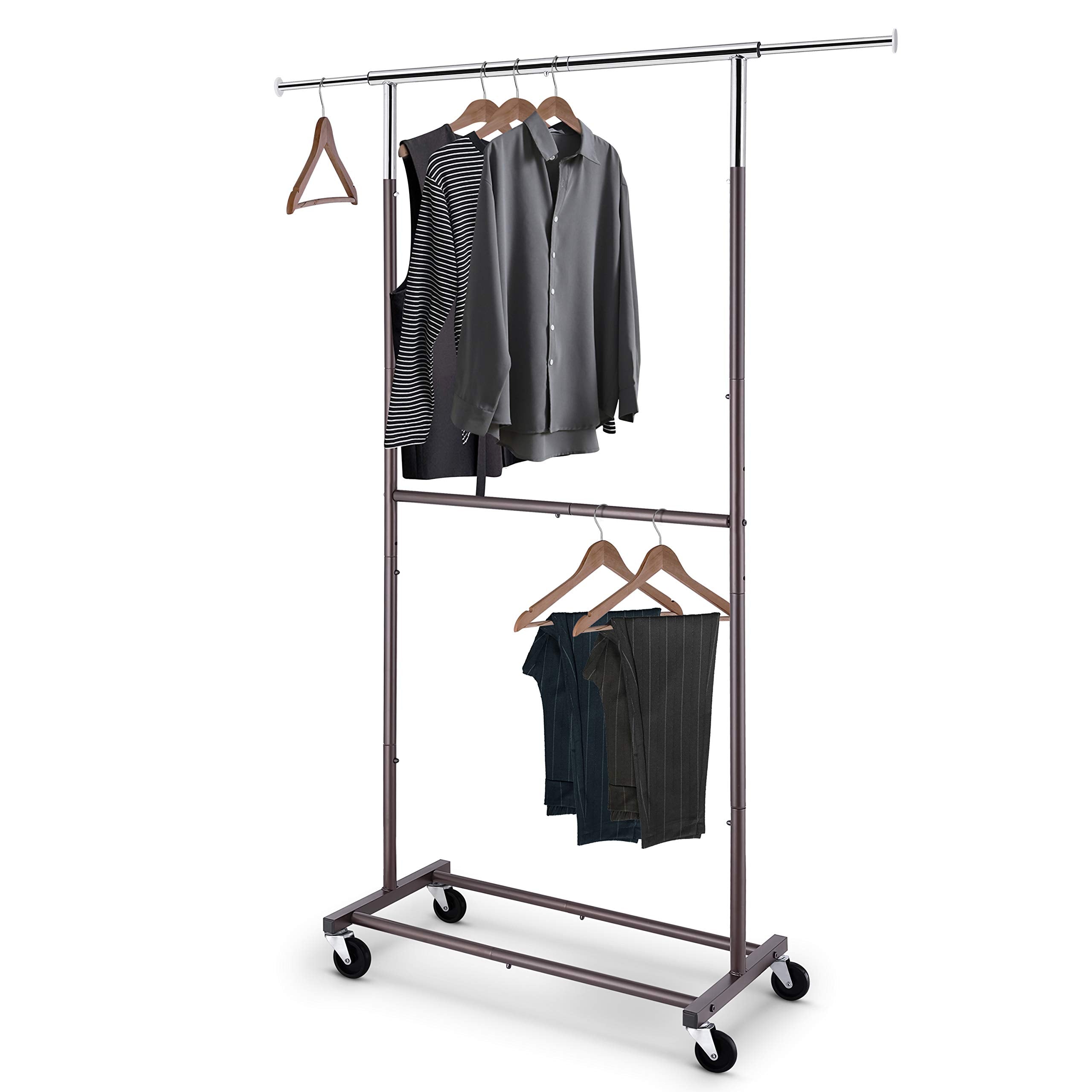 Simple Trending Stender Doppio 78-121 cm Bronzo con Ruote Metallo