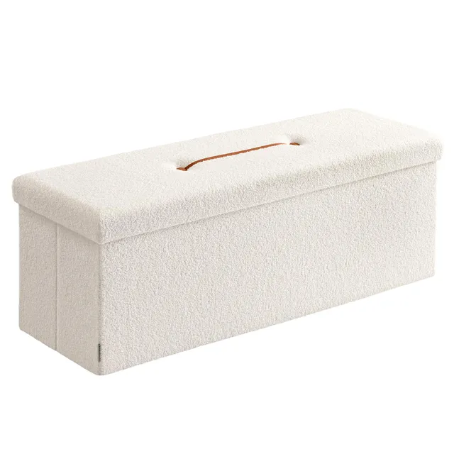 Songmics LSF097W01V1 pouf contenitore bianco crema 110 cm
