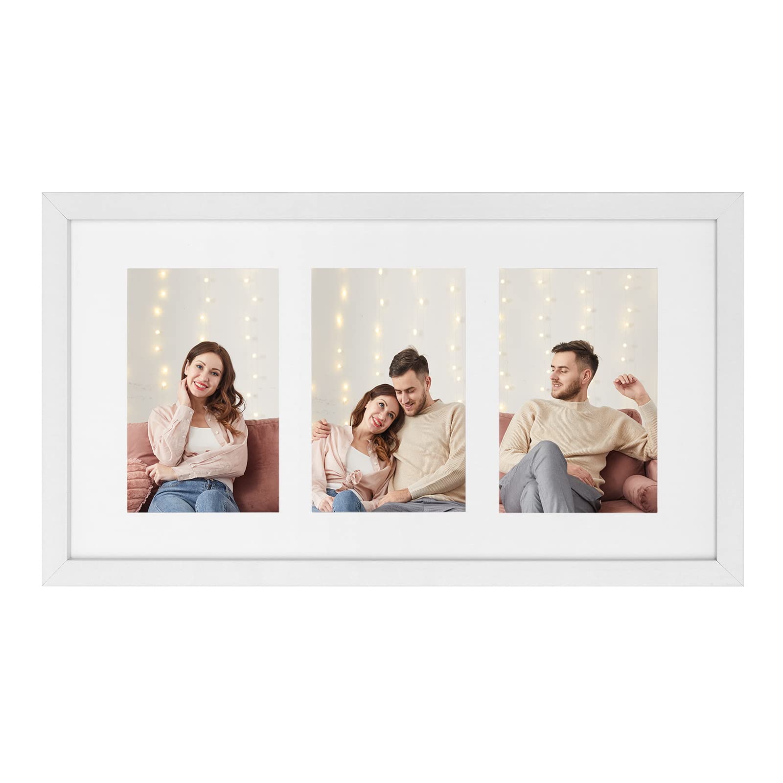 Songmics RPF006W01 Cornice Portafoto Bianco 3 Foto 10x15 Vetro