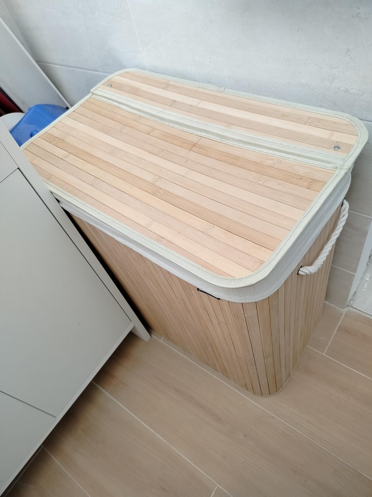 Songmics LCB64WT cesto portabiancheria bambù 100 L bianco