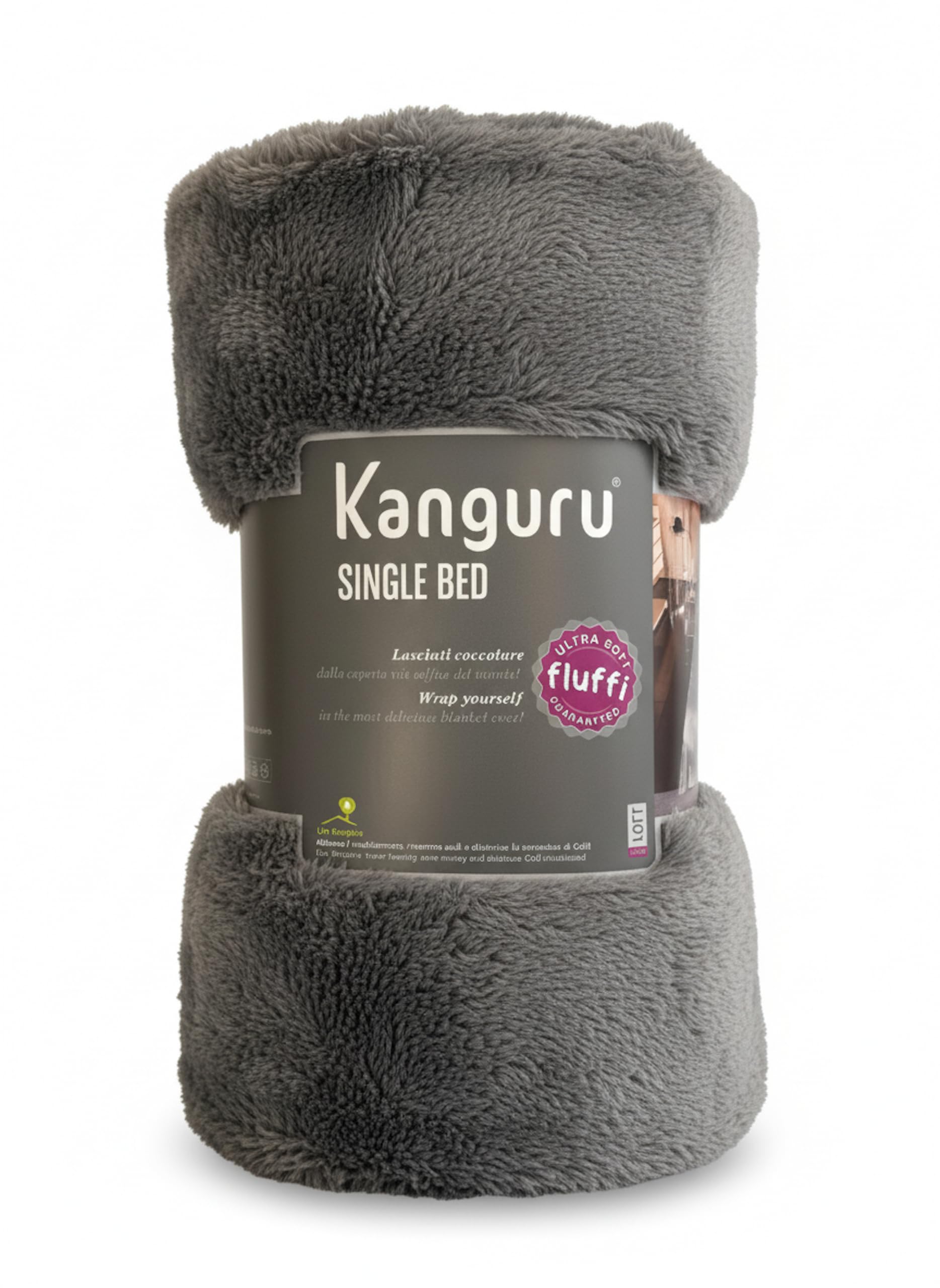 Lavatelli Kanguru Fluffi coperta singolo 130x230 grigia calda