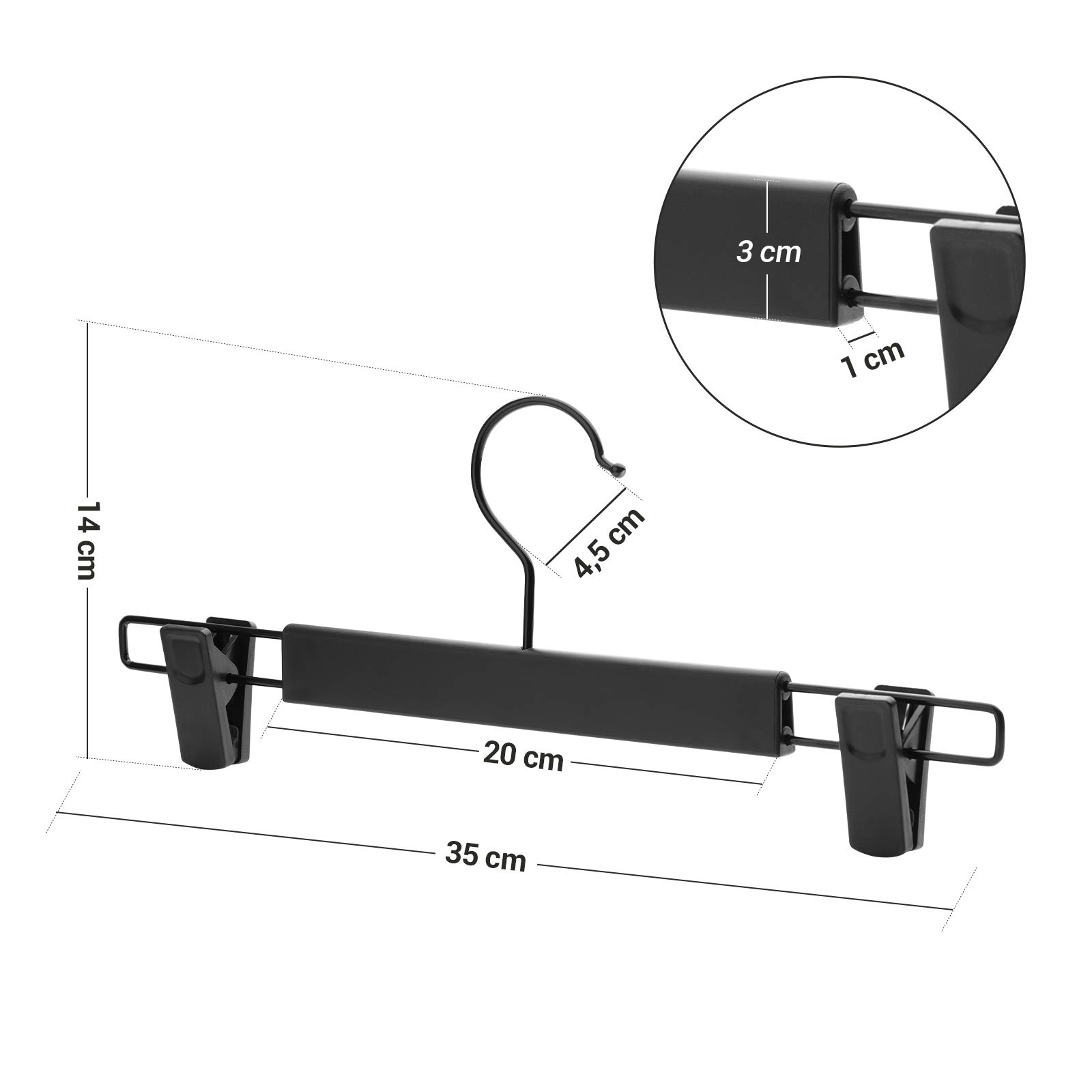 Songmics CRP02BK12 set 12 grucce pantaloni nero 35 cm
