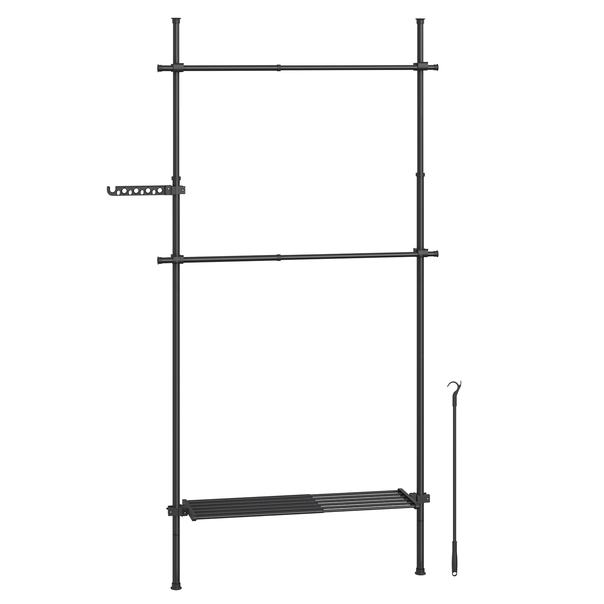 Songmics HSR136B01 appendiabiti pavimento-soffitto nero opaco