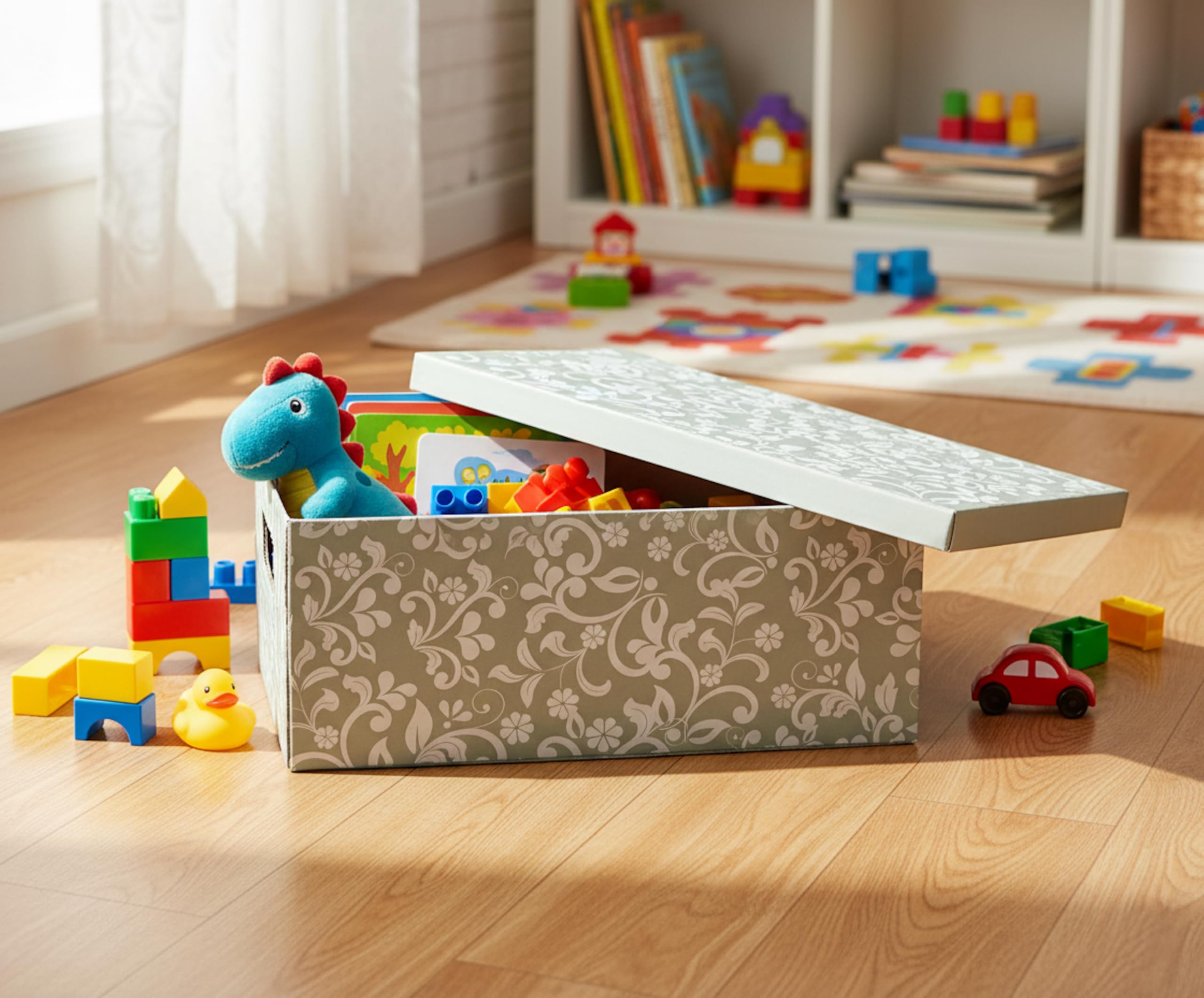 Lavatelli Organizing set 6 scatole Fiori Grigio 29x51x20 cm