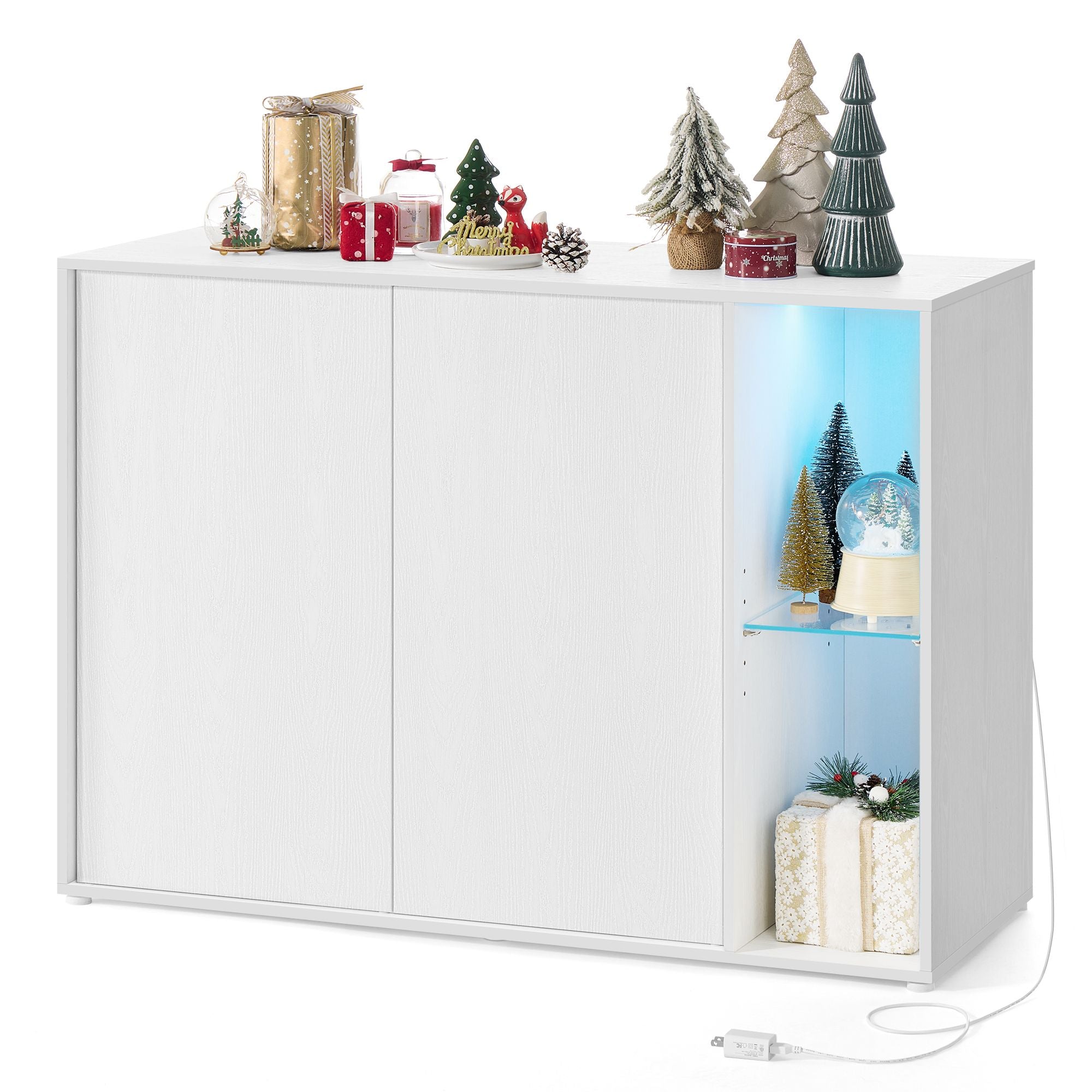 Songmics UBBK372W02 credenza bianca con LED vetro