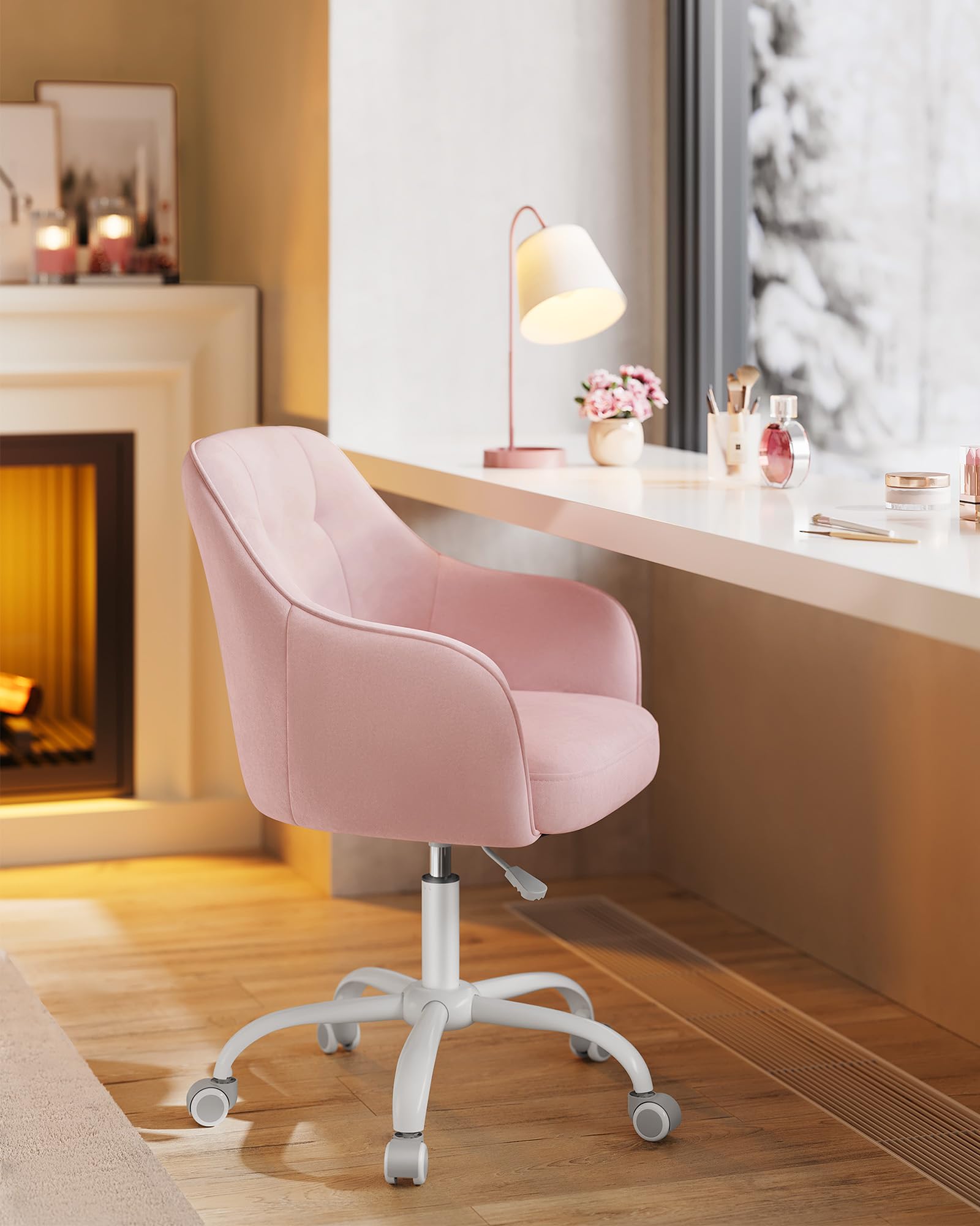 Songmics OBG019P02 sedia velluto rosa gelatina girevole