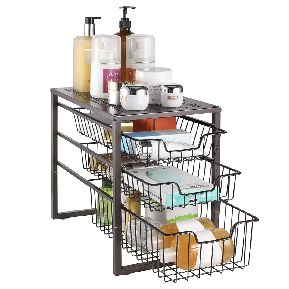 Simple Trending 3-Tier organizer sottolavello bronzo 2 cassetti