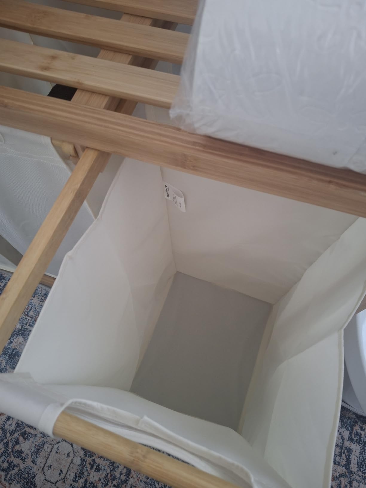 Songmics RLH100W01 cesto biancheria bambù 100L 2 scomparti