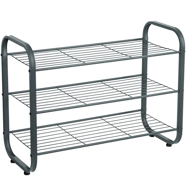 Songmics LMR01GS scarpiera metallo 3 piani 71x30x52 cm grigio fumo