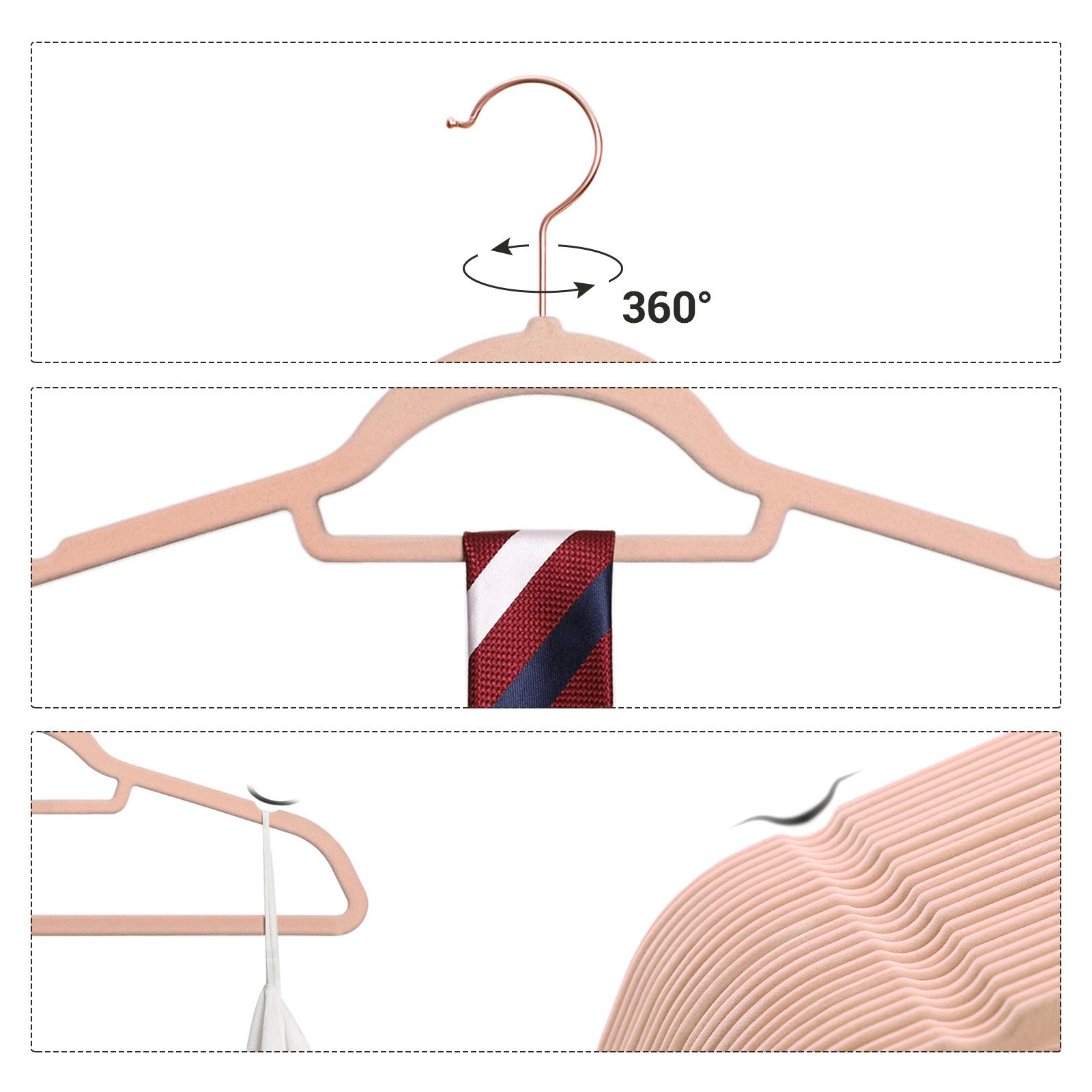 Songmics Grucce in Velluto Rosa Set 74 Pezzi Salvaspazio Antiscivolo