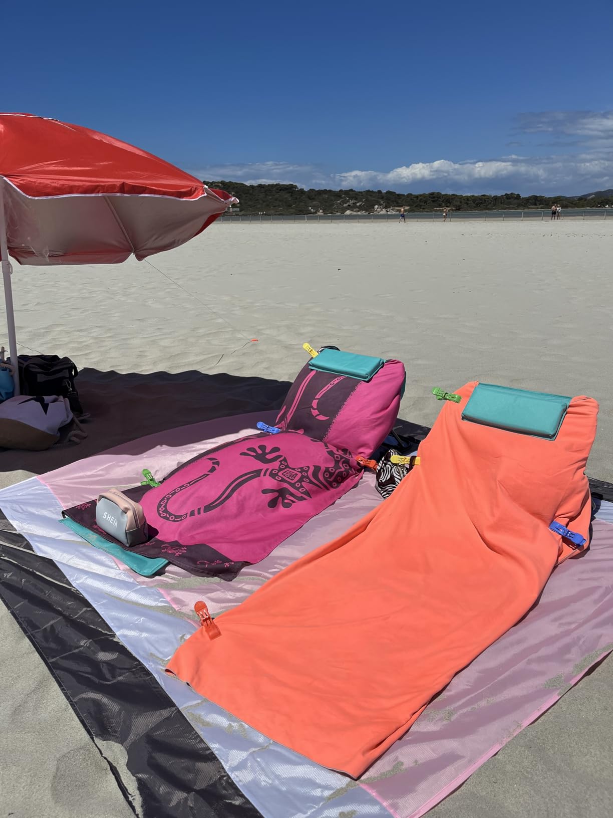 Songmics GCB151C01 Lettino Spiaggia Blu 158x55 cm Pieghevole