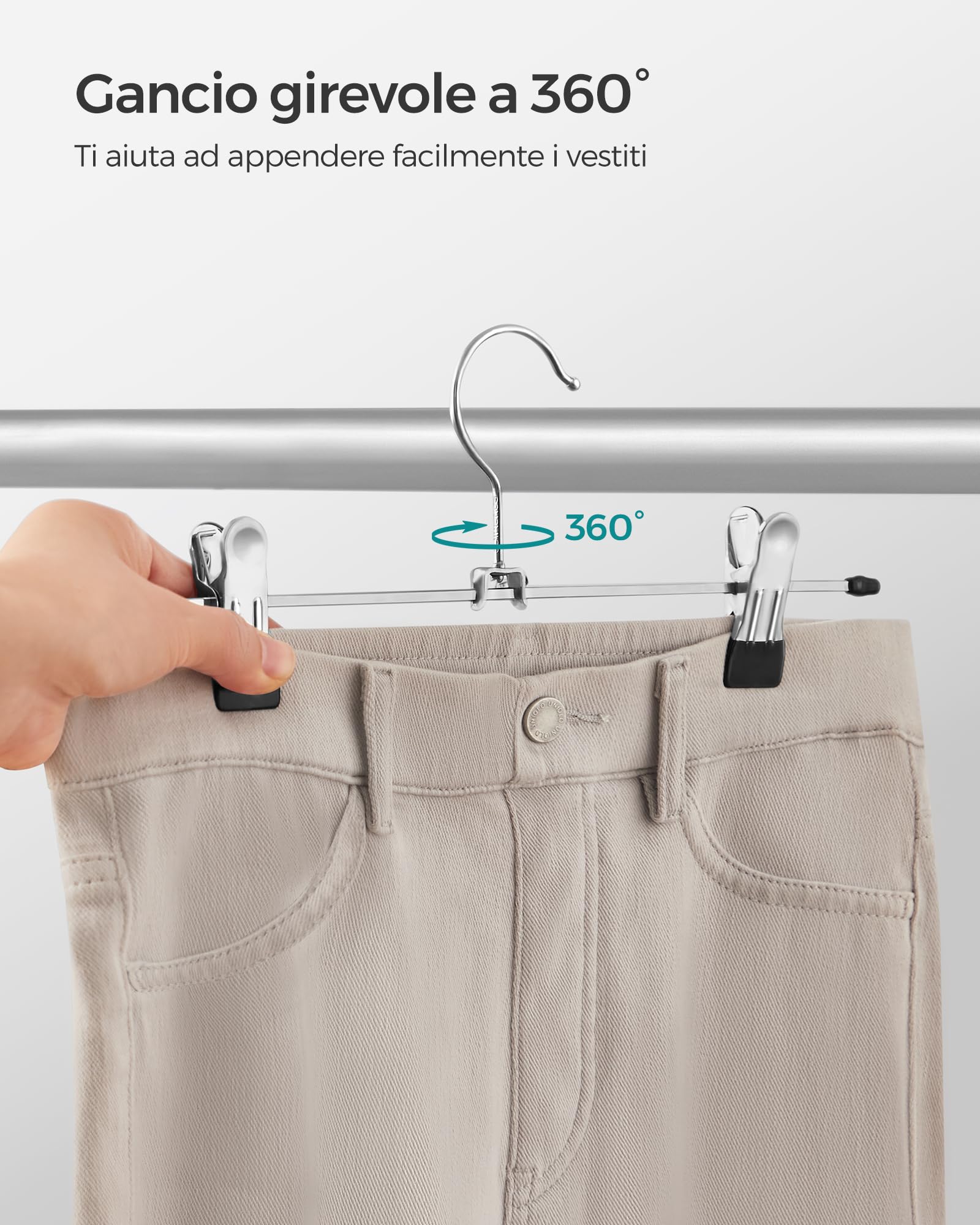 Songmics CRI003E10 Set 20 Grucce Pantaloni Metallo 40 cm Pinze