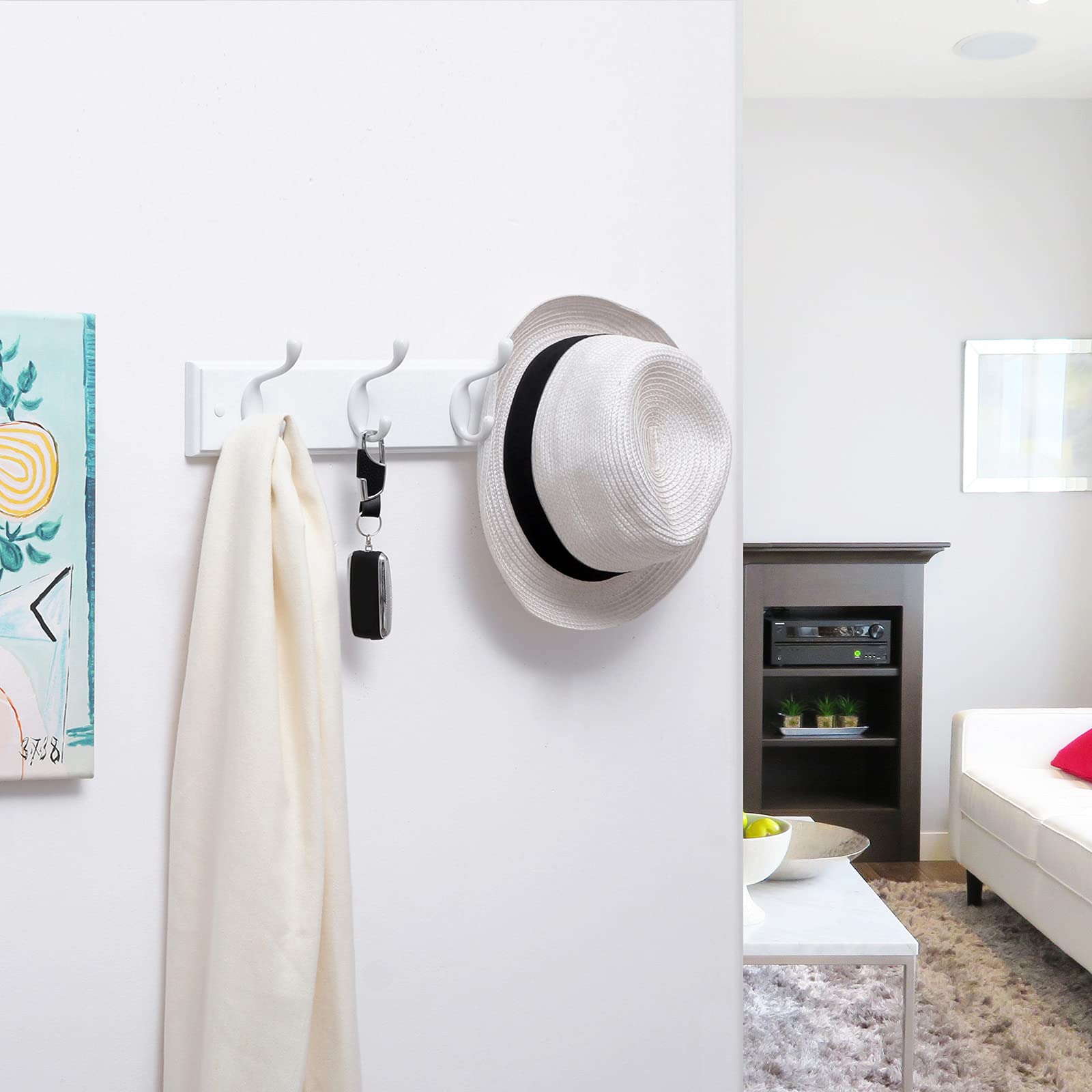 Songmics LHR23WT appendiabiti parete 4 ganci doppi bianco 40 cm