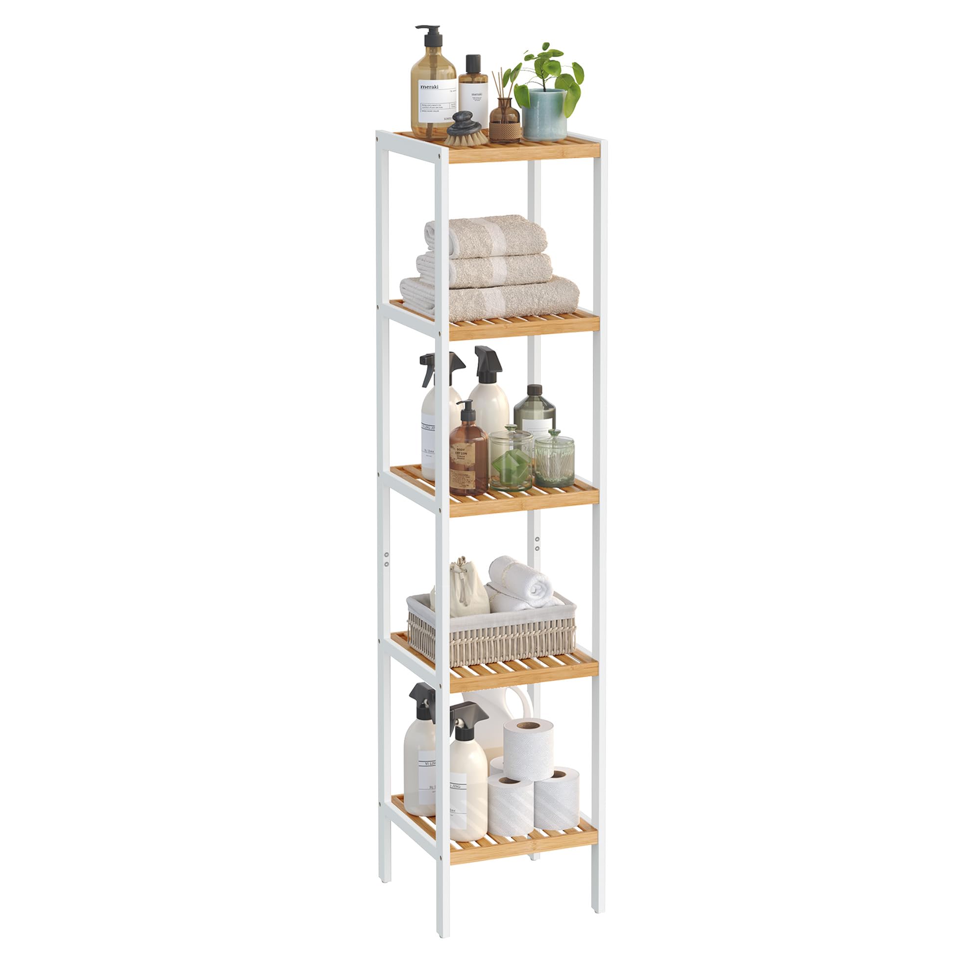 Songmics BCB055N01 scaffale bambù 5 ripiani 33x33x146 cm