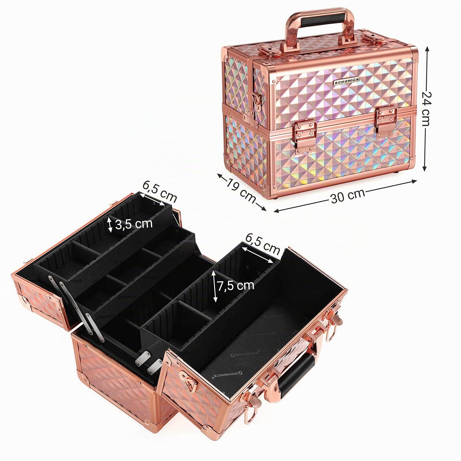 Songmics JBC323 valigetta trucchi oro rosa con serratura